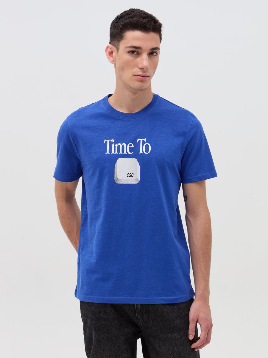 Slub jersey T-shirt with “Time To esc” print_1