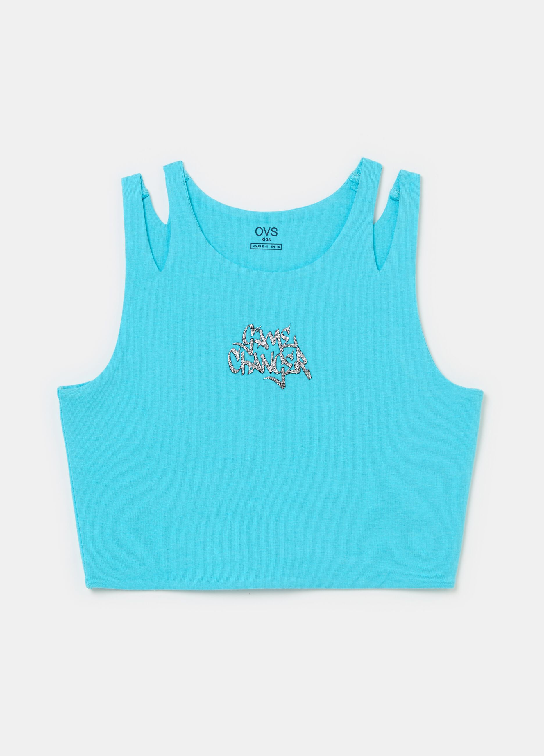 Crop tank top with cut-out details