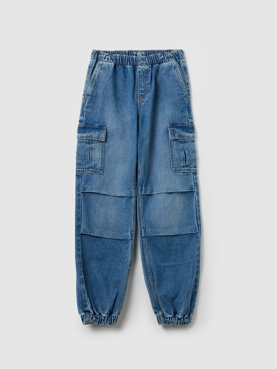 Parachute joggers in denim_0