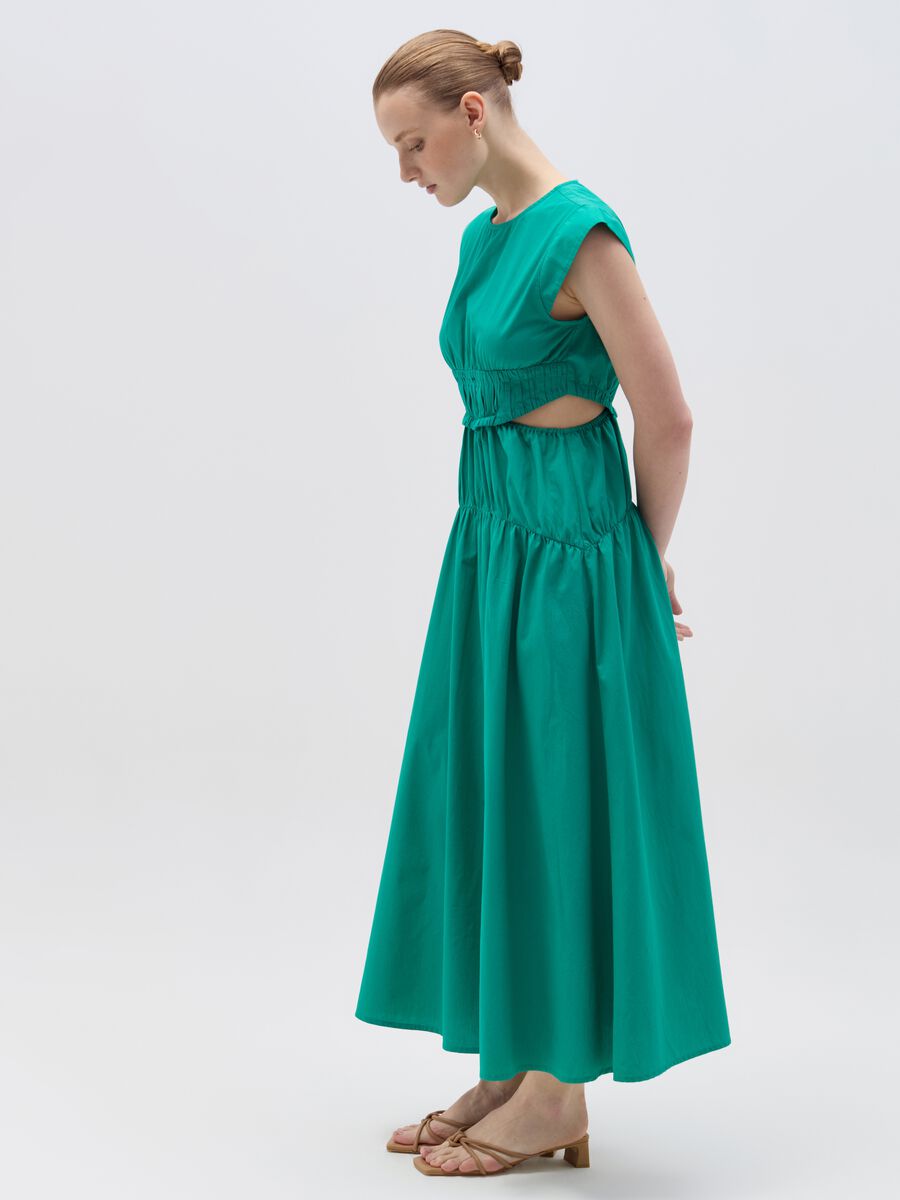 Long poplin dress with cut-out details_0