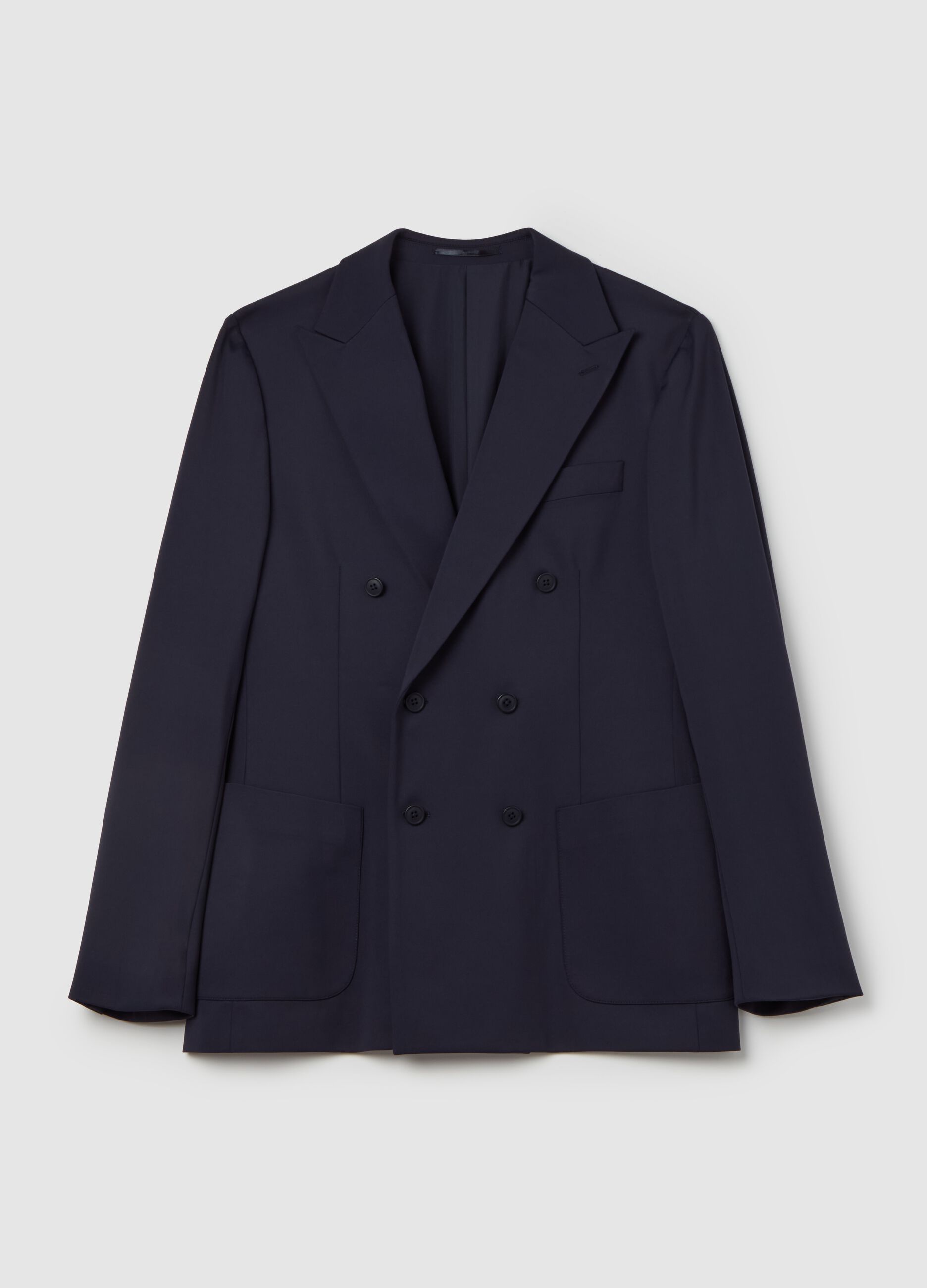 Blazer easy fit doppiopetto in tessuto tecnico Tech