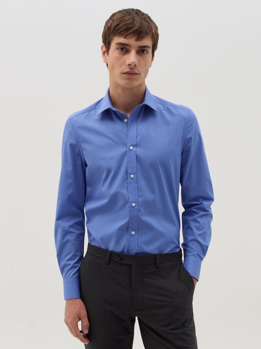 Solid colour slim fit shirt_0