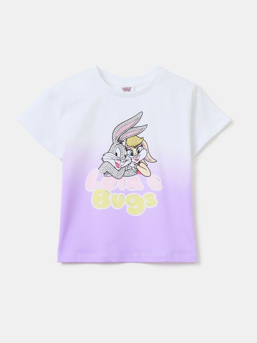 T-shirt con strass e stampa Bugs Bunny e Lola_0