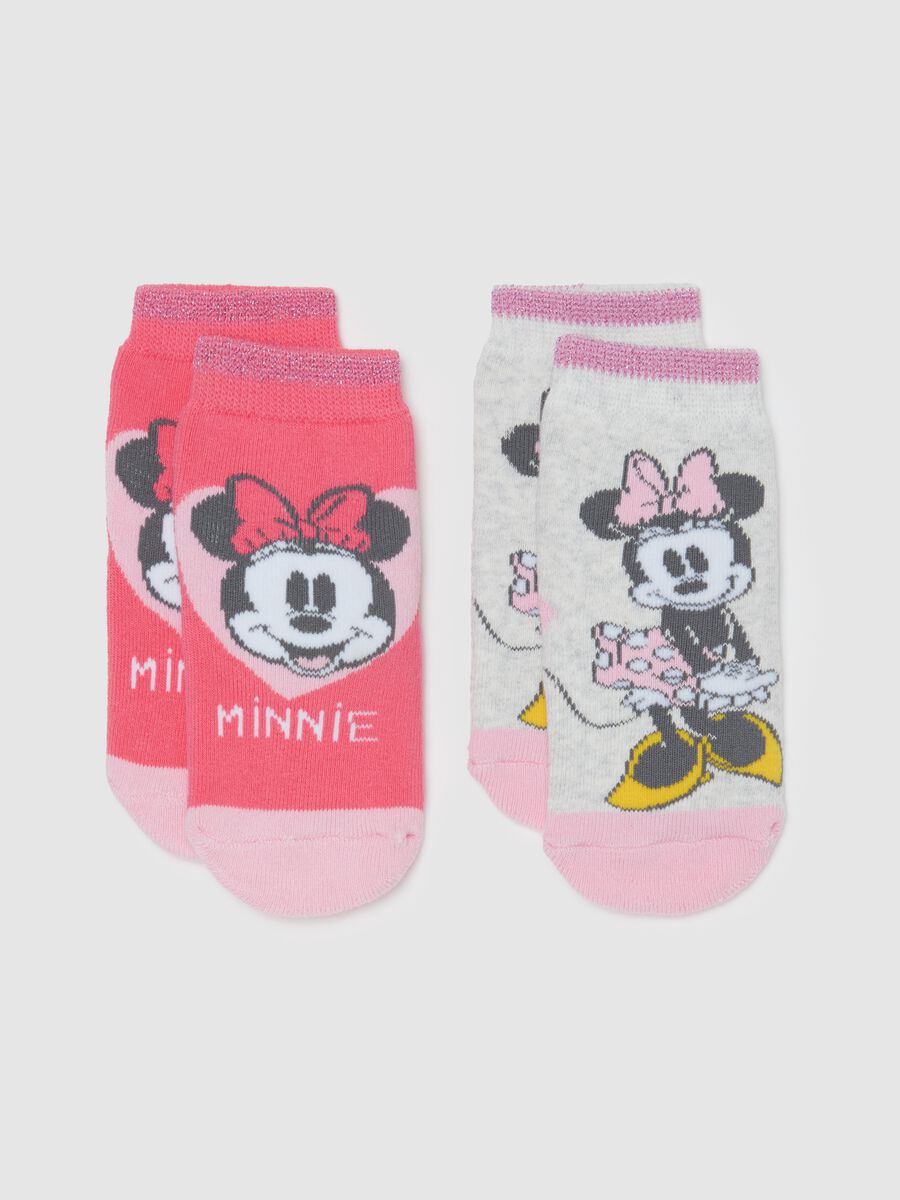 Two-pair pack slipper socks with Minnie Mouse design_1