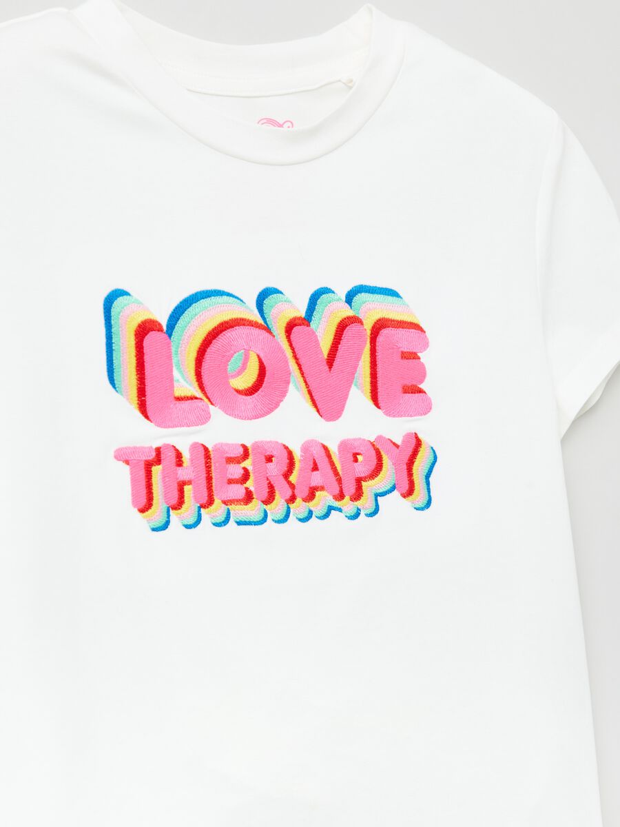 Love Therapy T-shirt with multicoloured embroidery_2