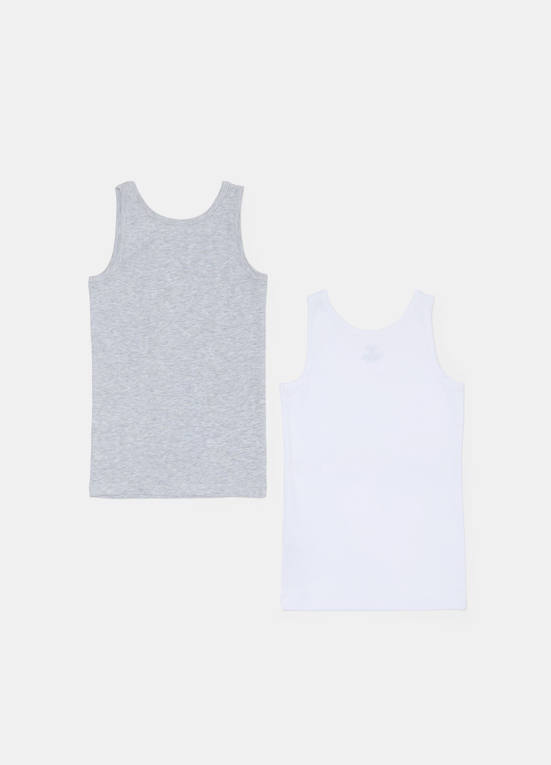 Two-pack racerback vests with round neckline