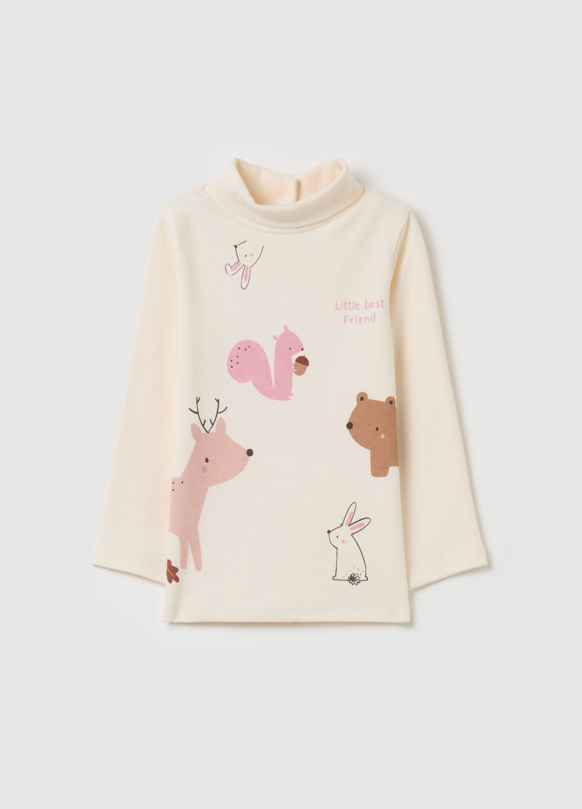 Turtleneck T-shirt with print