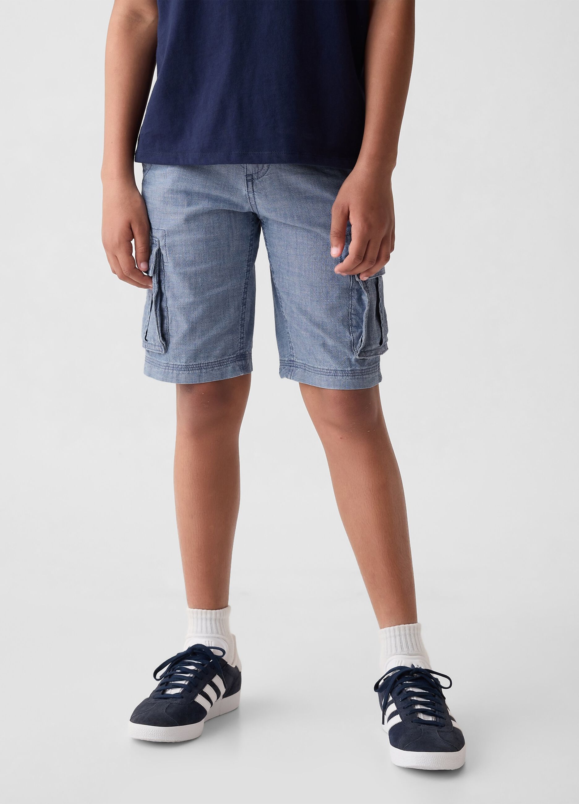 Cargo Bermuda shorts in chambray cotton