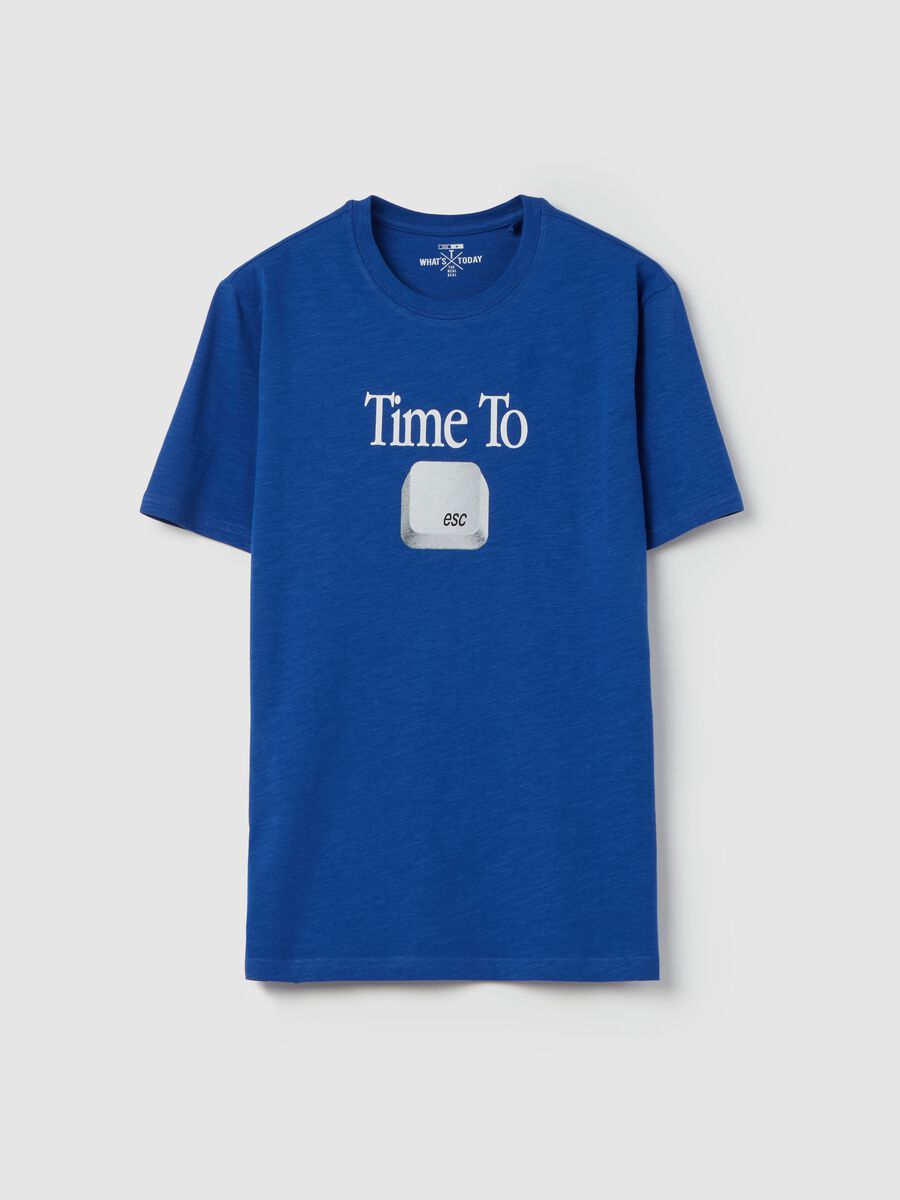 Slub jersey T-shirt with “Time To esc” print_0