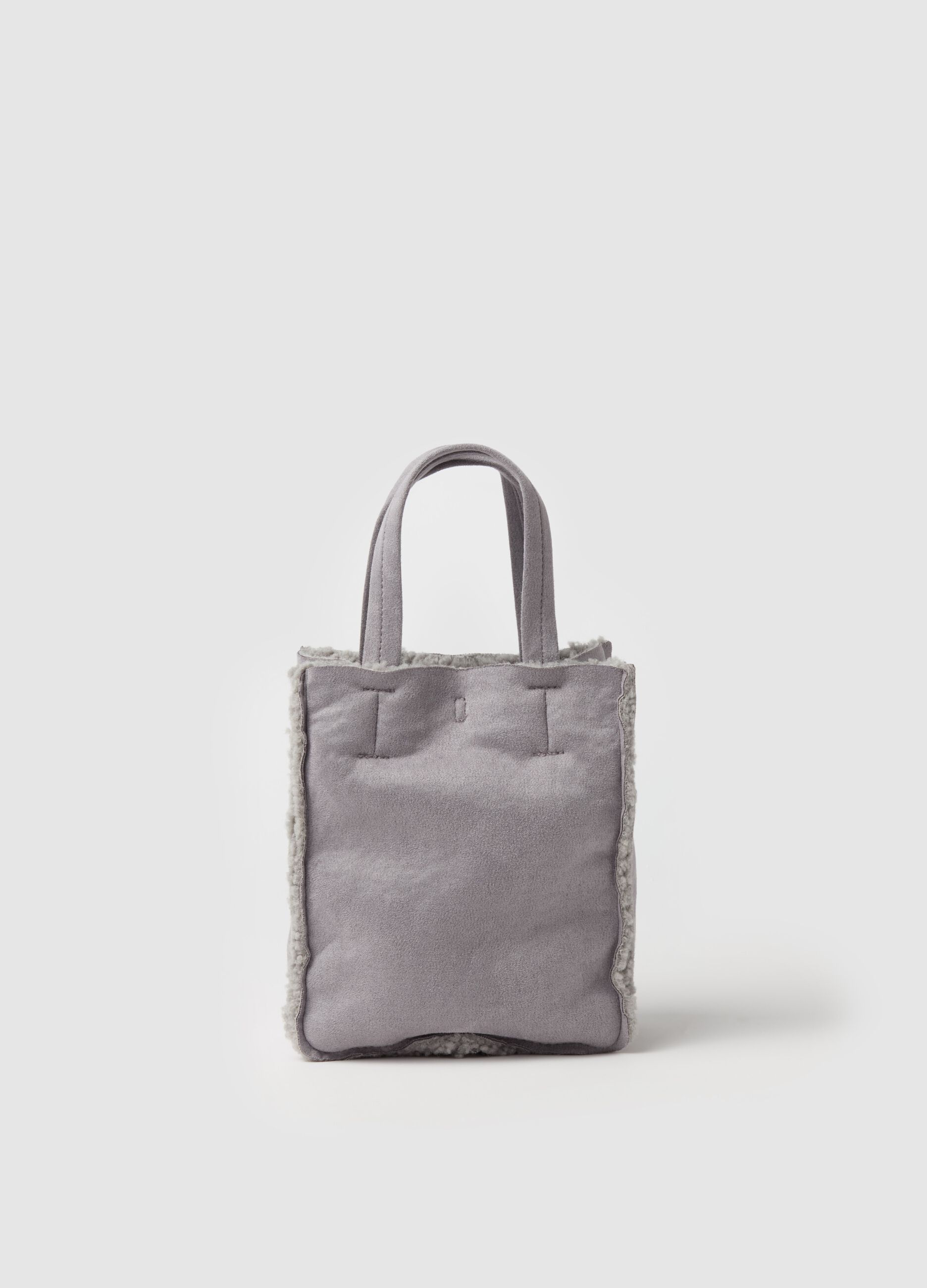 Mini tote bag con interno in sherpa