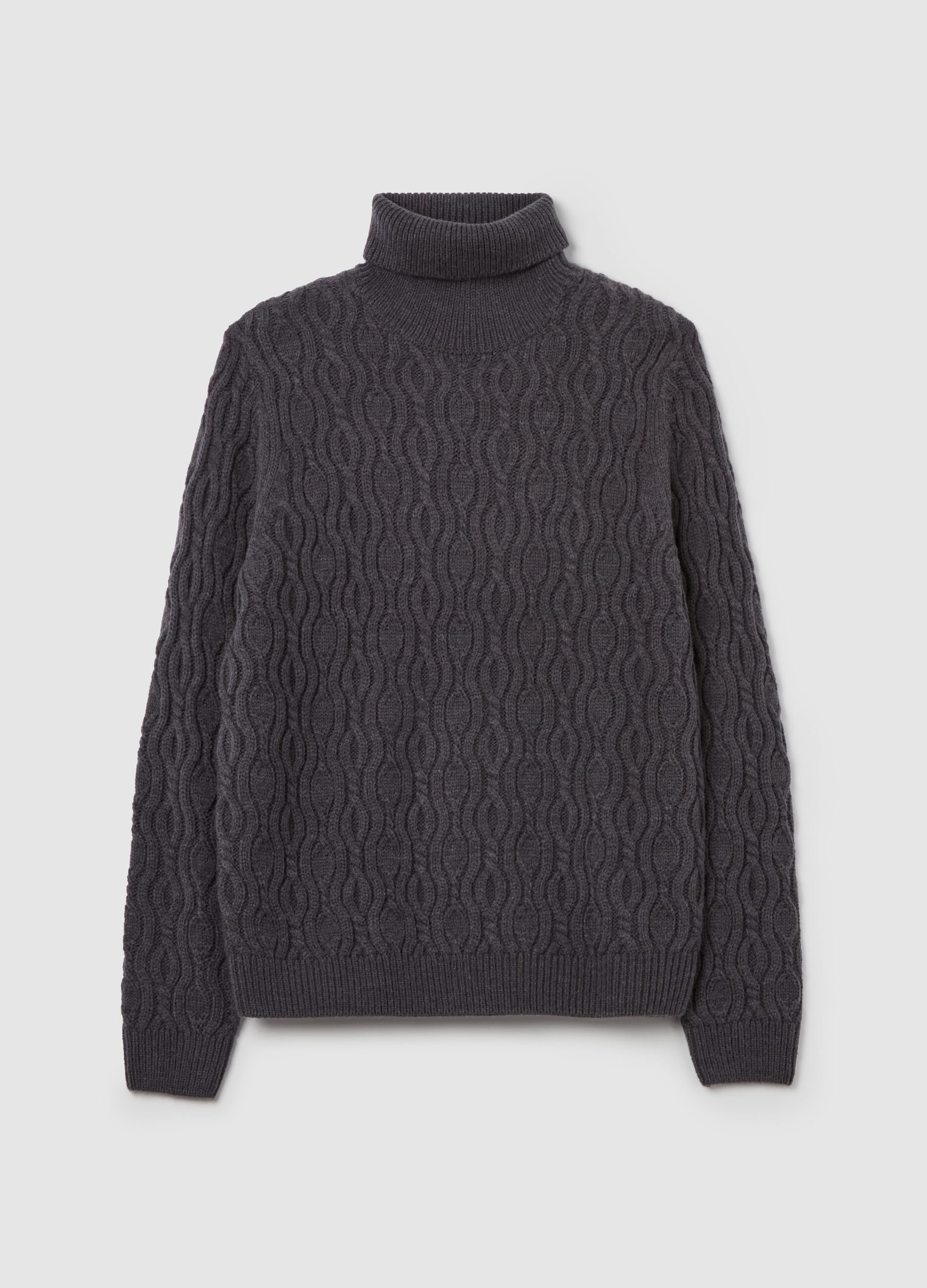 High-neck pullover with wavy design