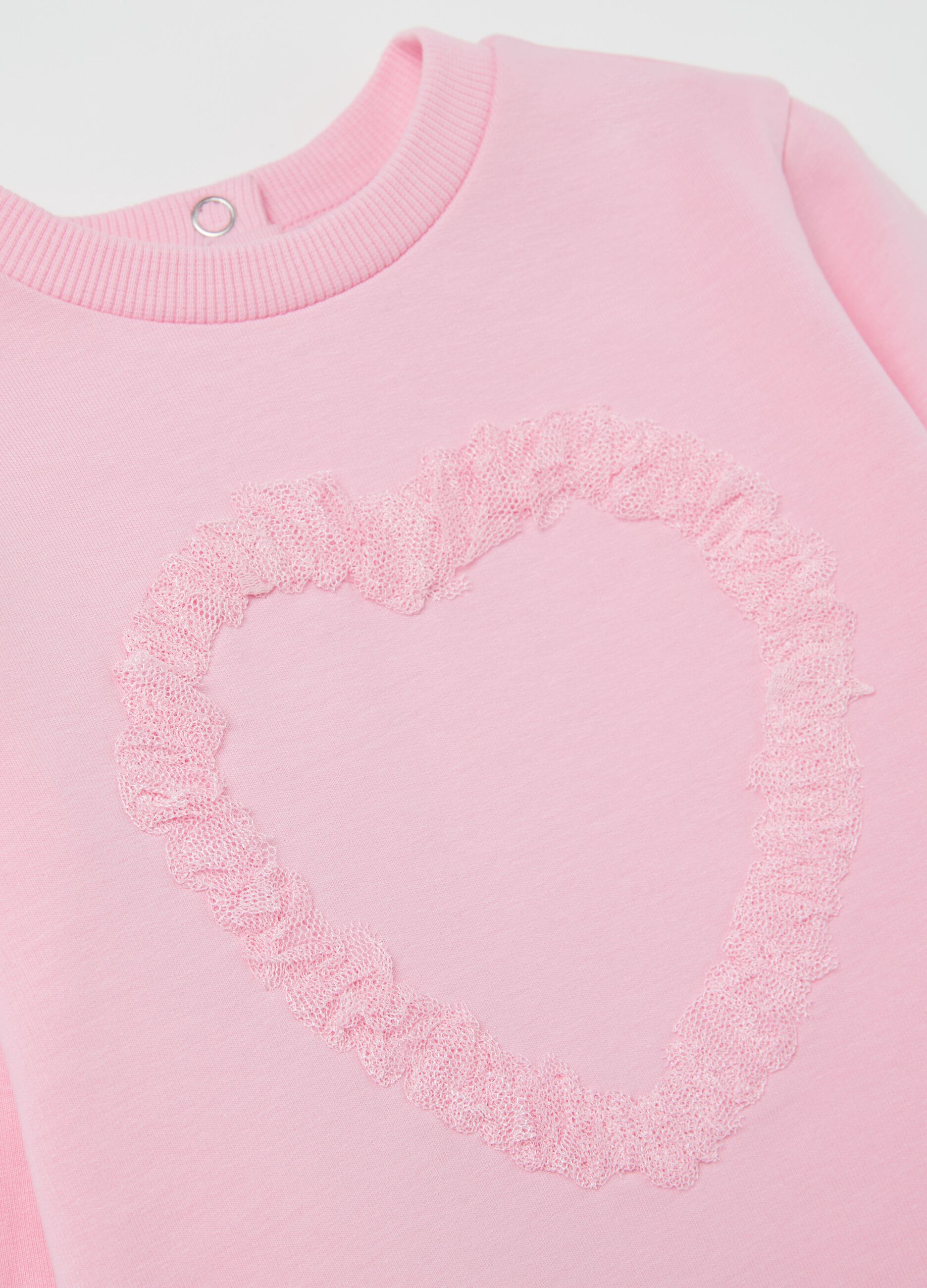 French terry sweatshirt with tulle heart