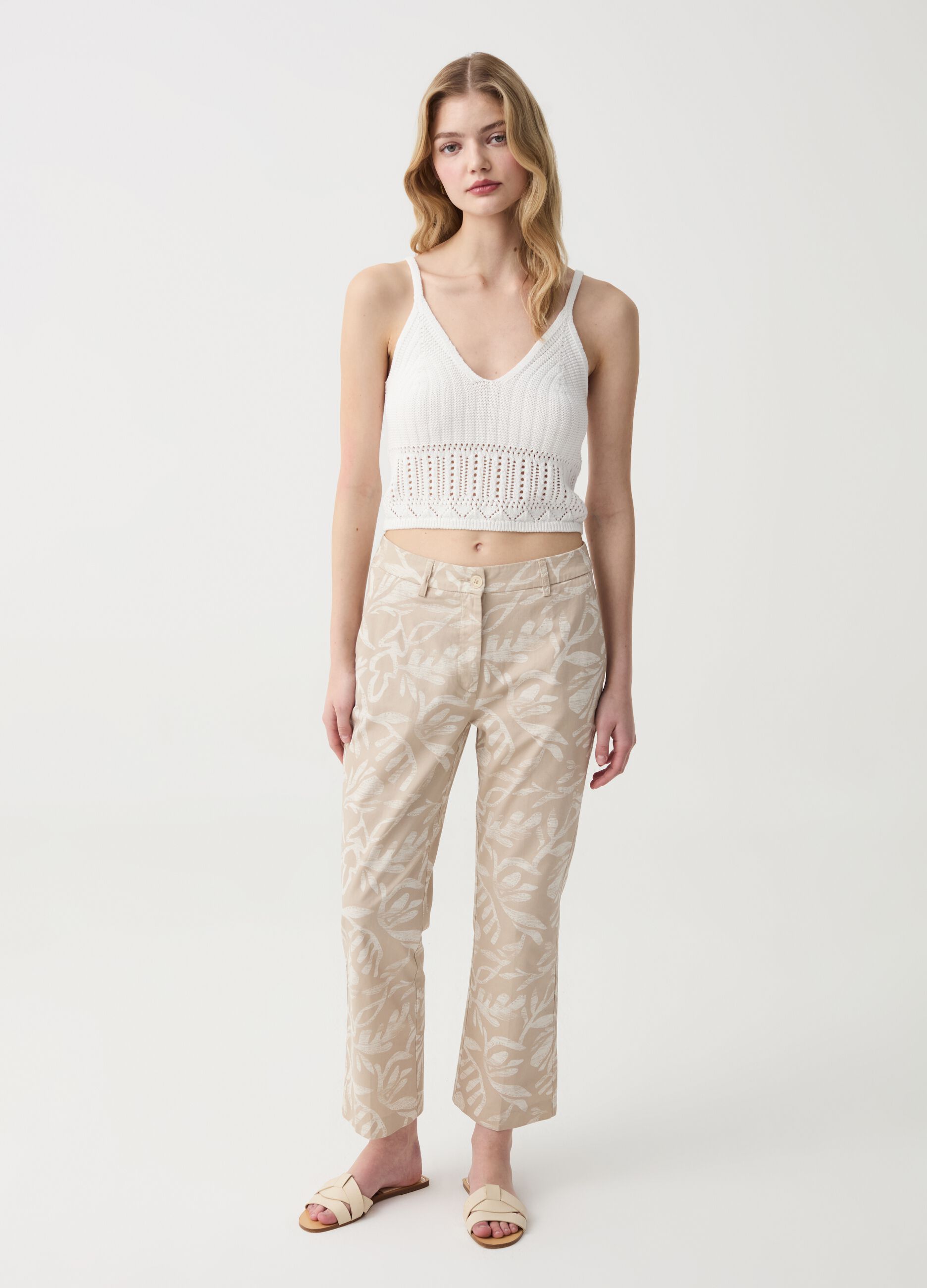 Ovs Pantalone crop a sigaretta in cotone