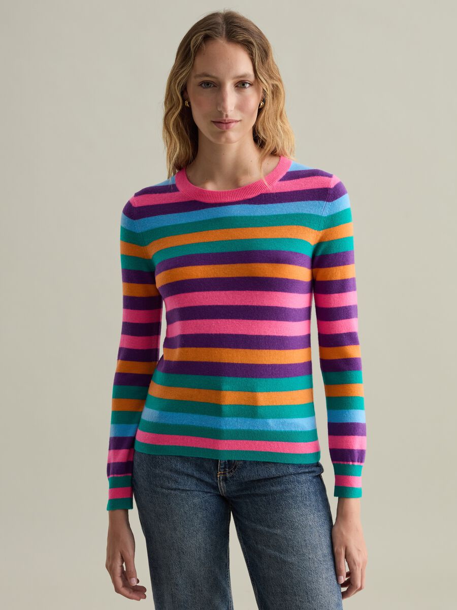 Pullover in lana a righe multicolor_1