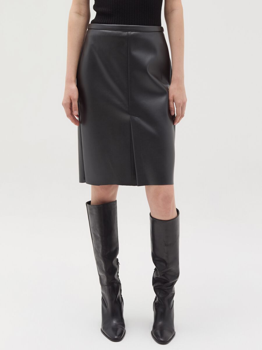 Glossy-effect midi skirt_1