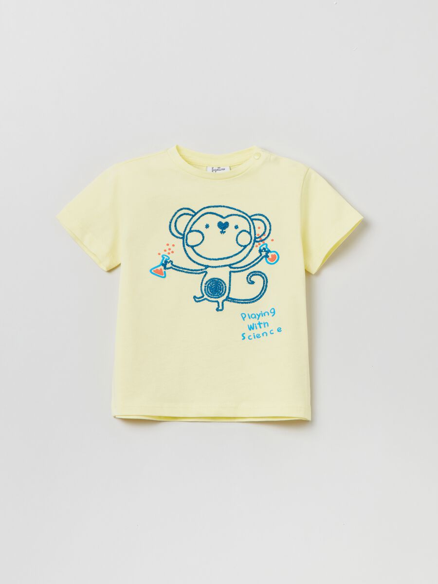 T-shirt con ricamo scimmietta_0
