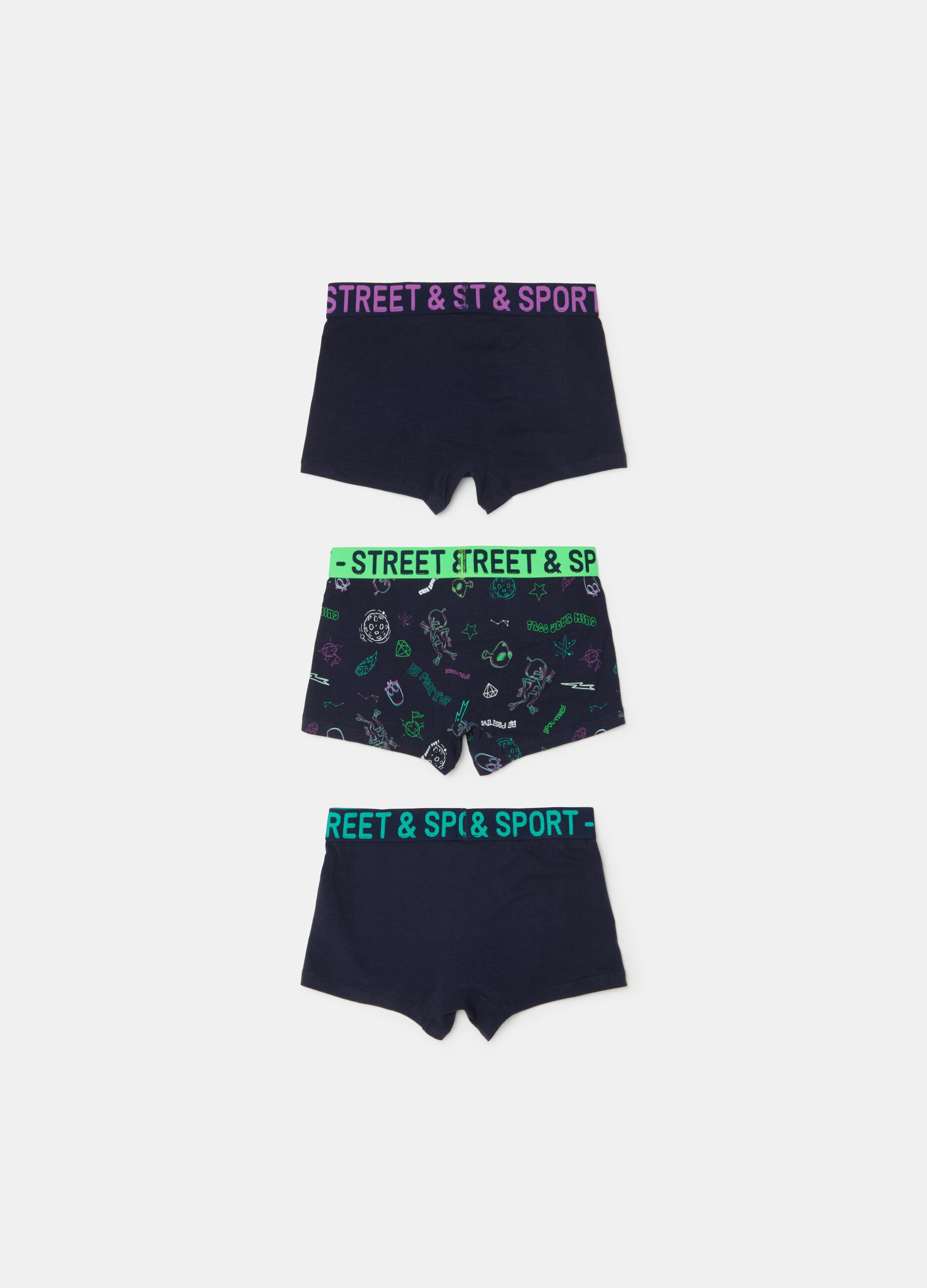 Three-pack boxer shorts with print in organic cotton