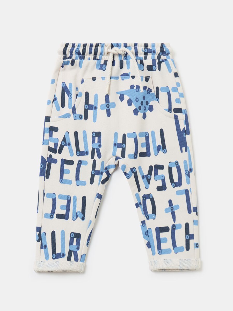 Joggers in French Terry con coulisse e stampa_0