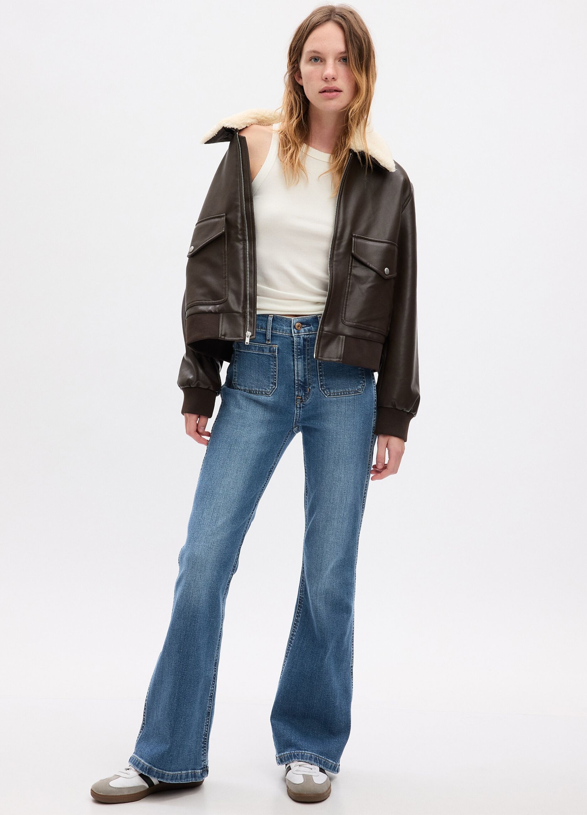 Flare-fit jeans with high-rise waist