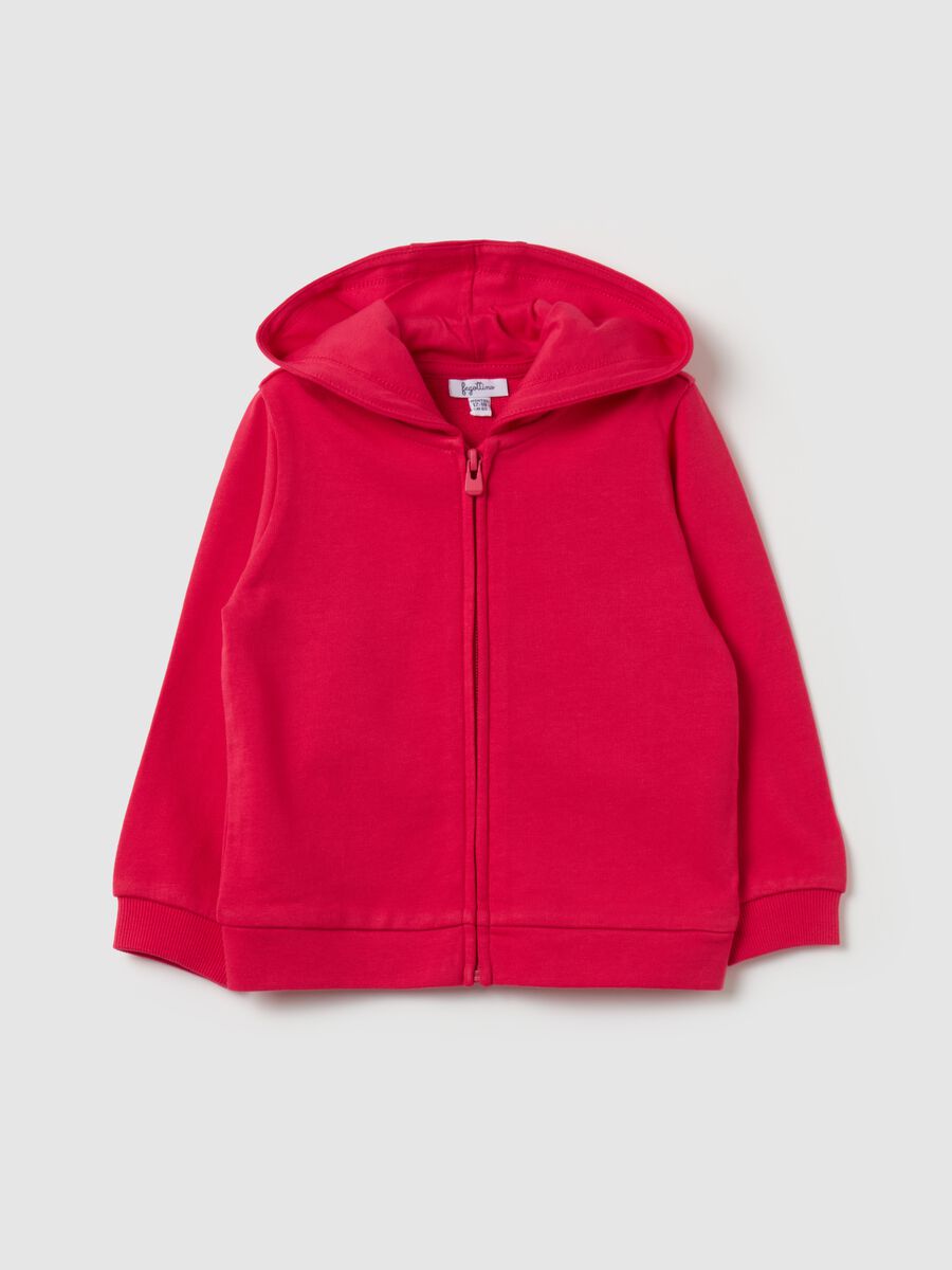 Full-zip sweatshirt in French terry with hood_0