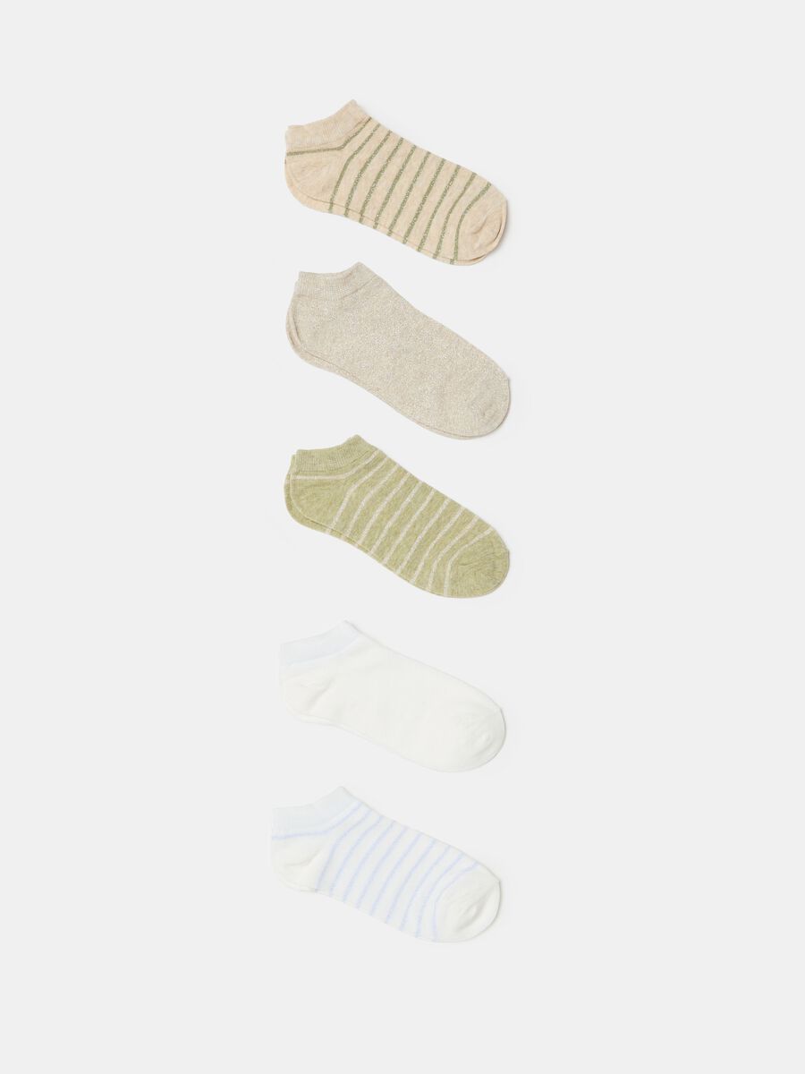 Five-pair pack striped shoe liners with lurex_0