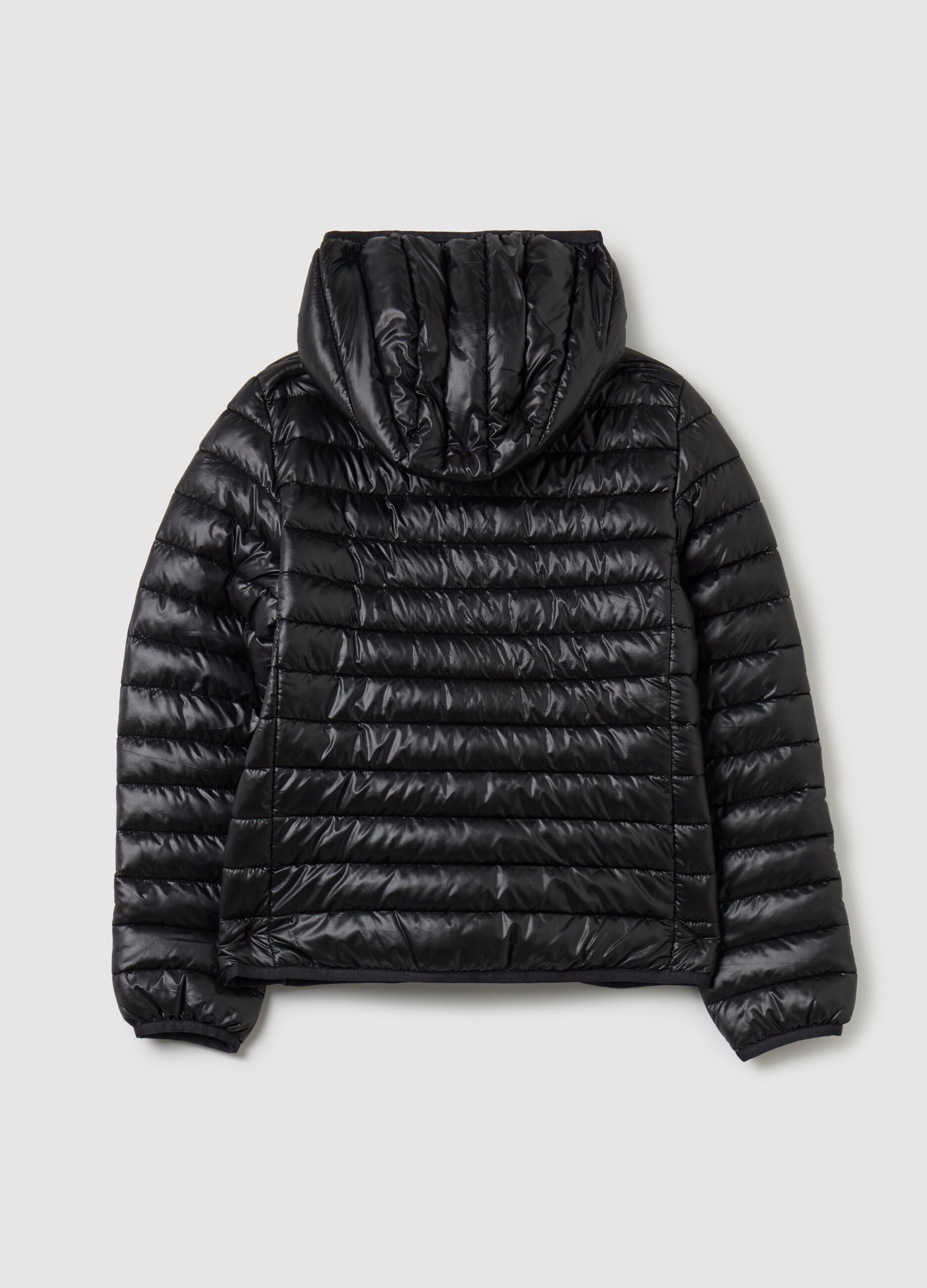 Full-zip ultralight down jacket with hood