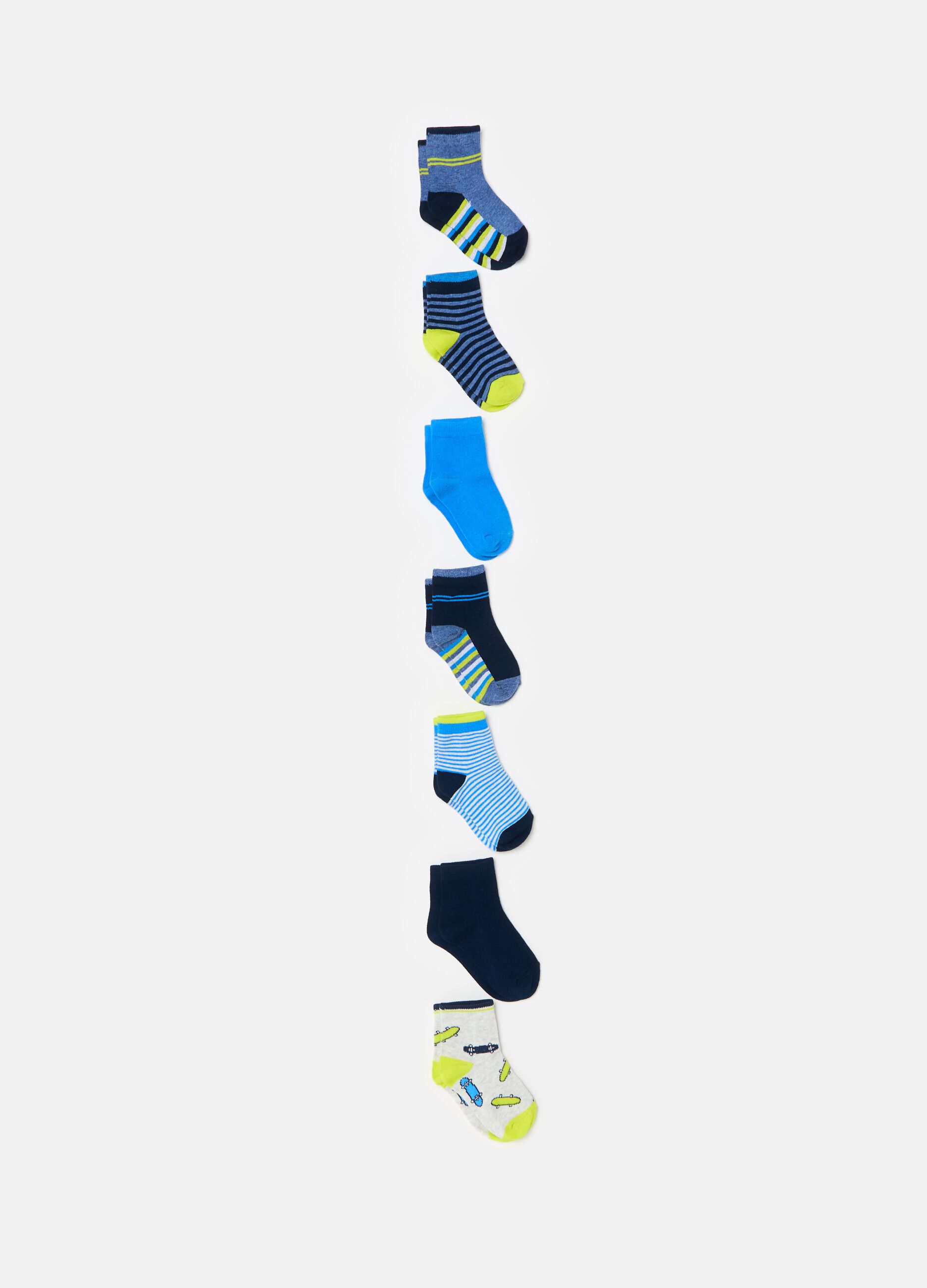 Seven-pair pack socks in organic cotton