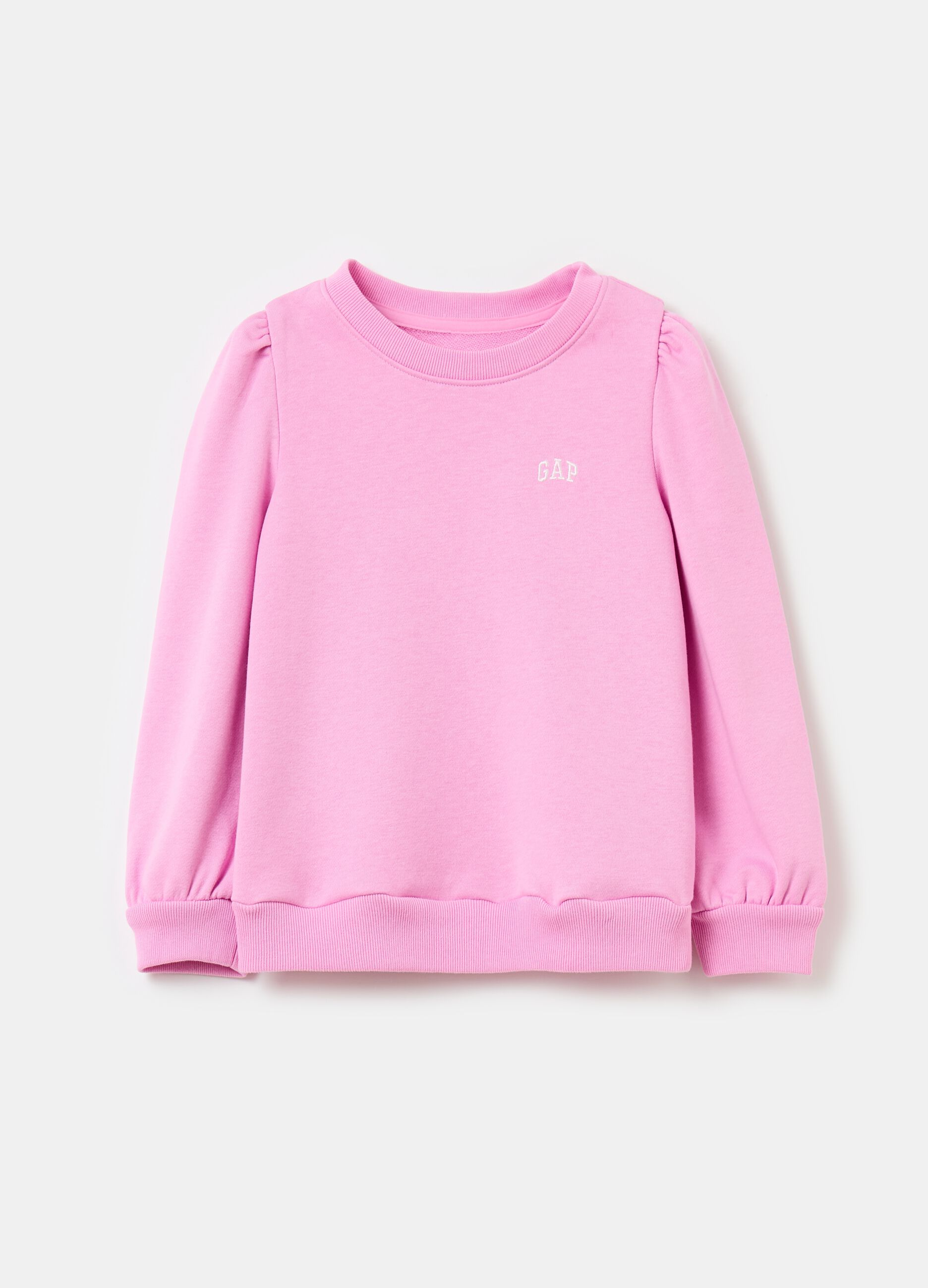 Sweatshirt with logo embroidery and puff sleeves