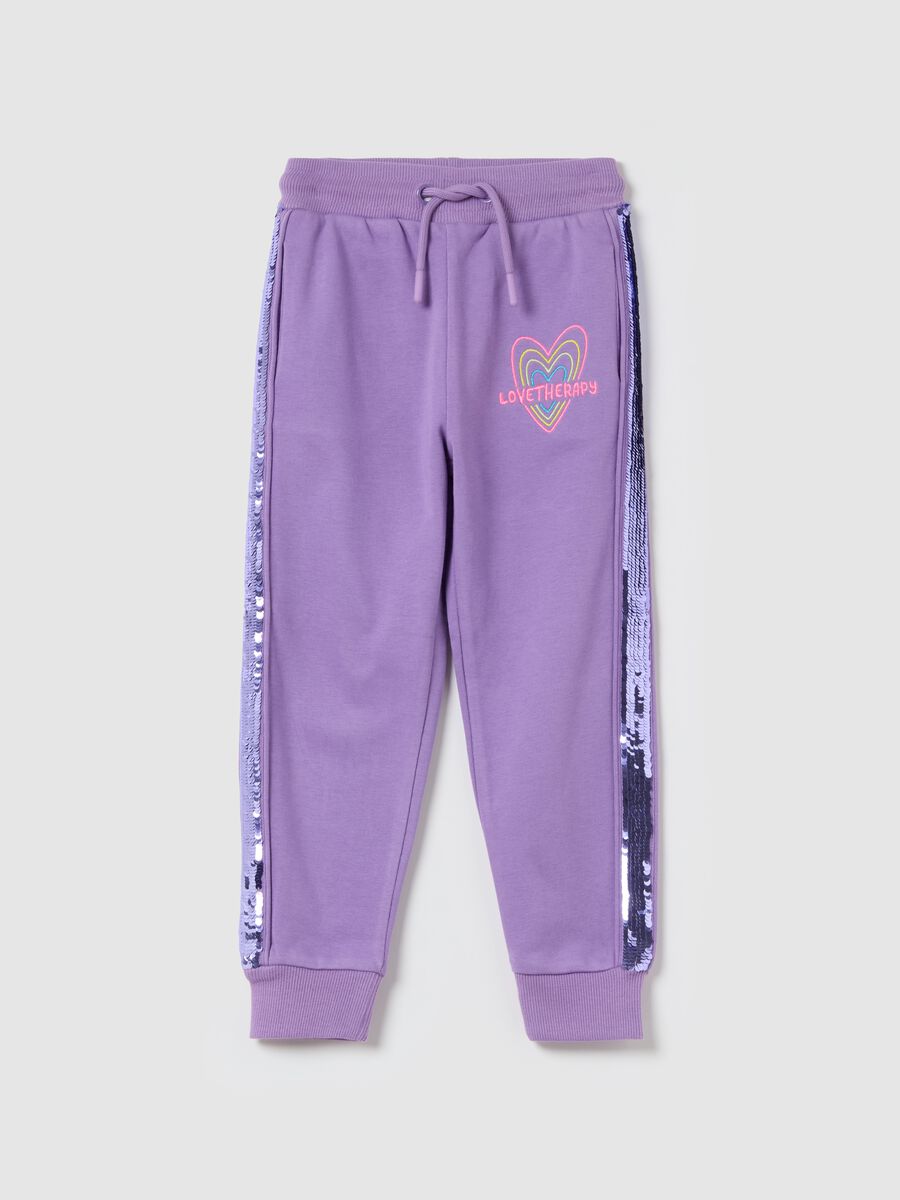 Joggers with sequins and heart embroidery_0