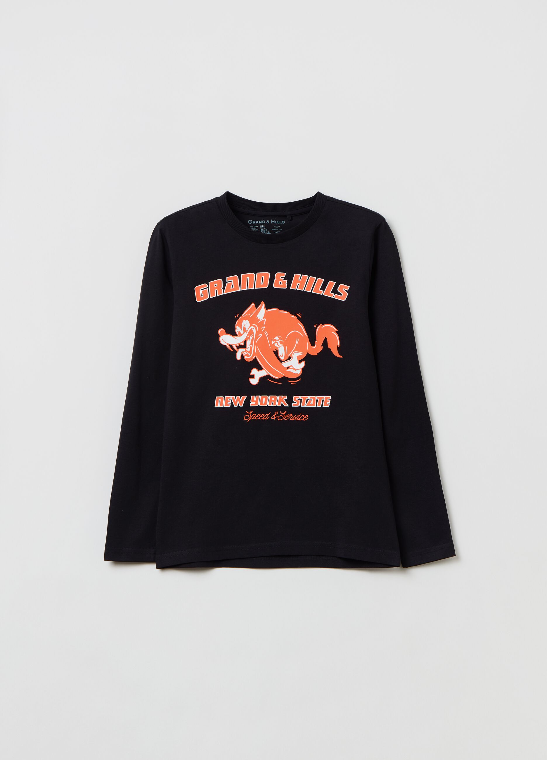 Long-sleeved T-shirt with Grand&Hills print