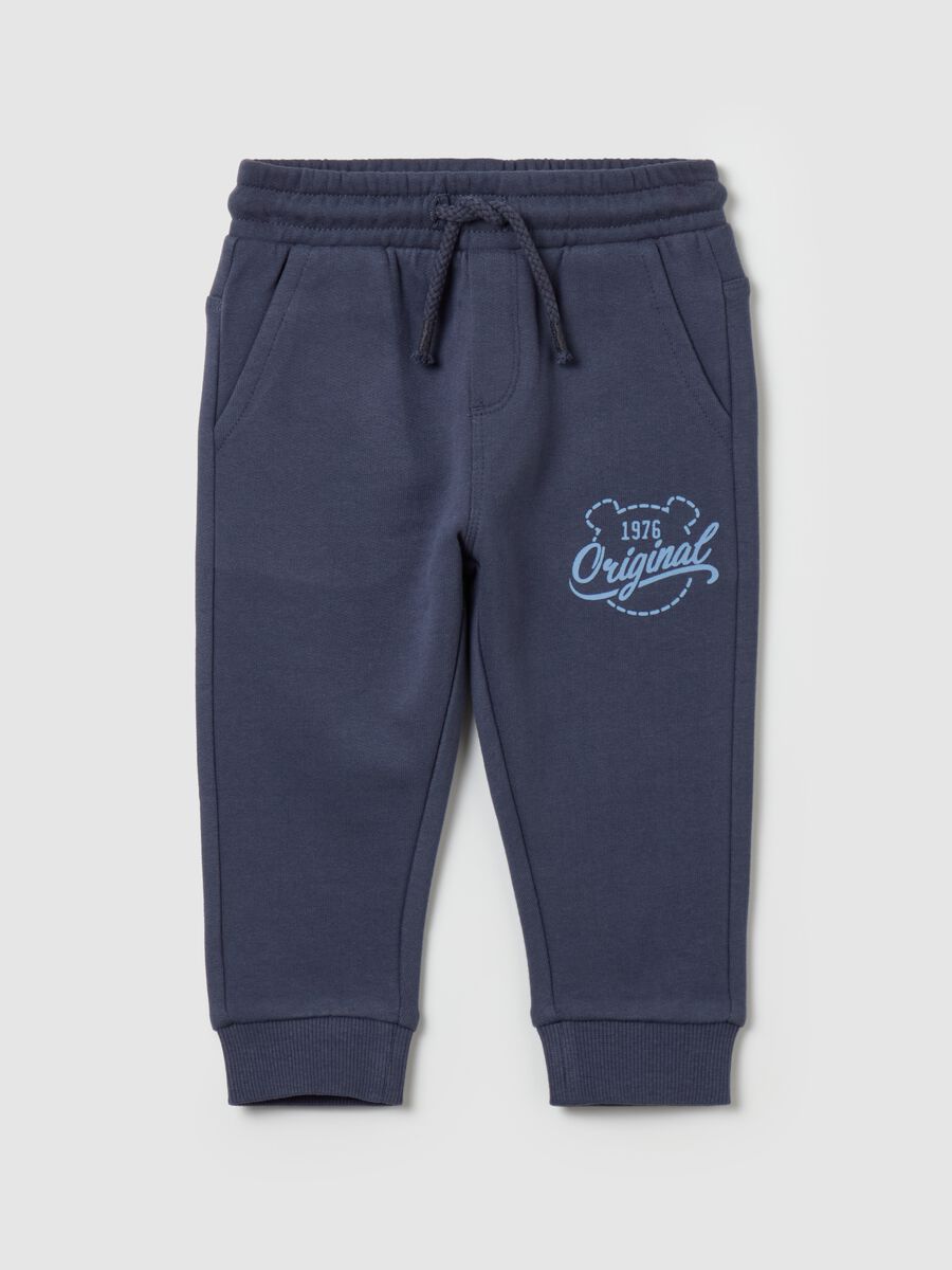 Fleece joggers with drawstring and print_0