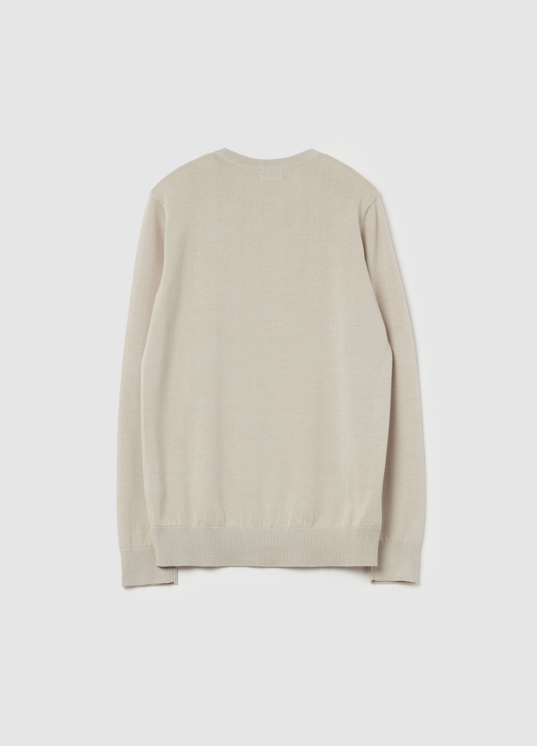 Cotton pullover with round neck