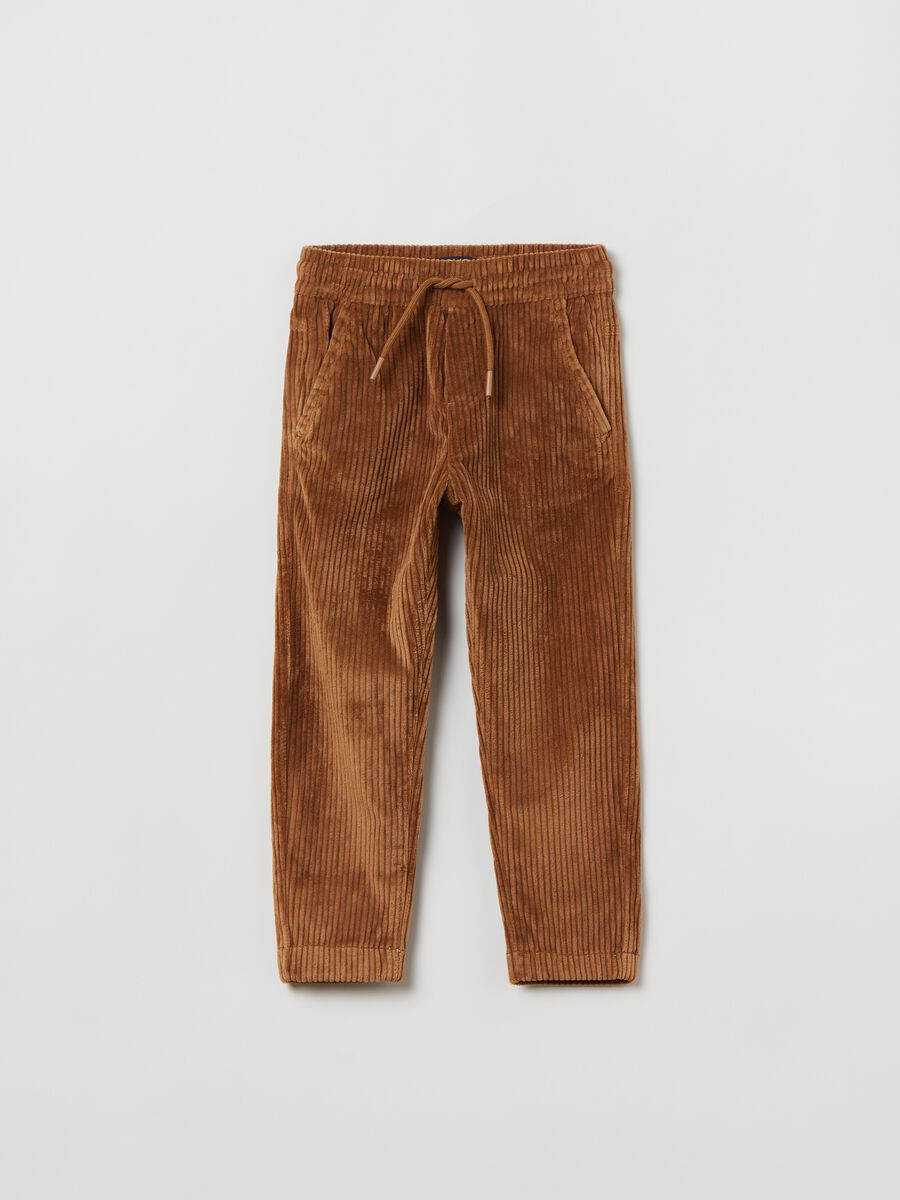 Corduroy joggers with drawstring_0