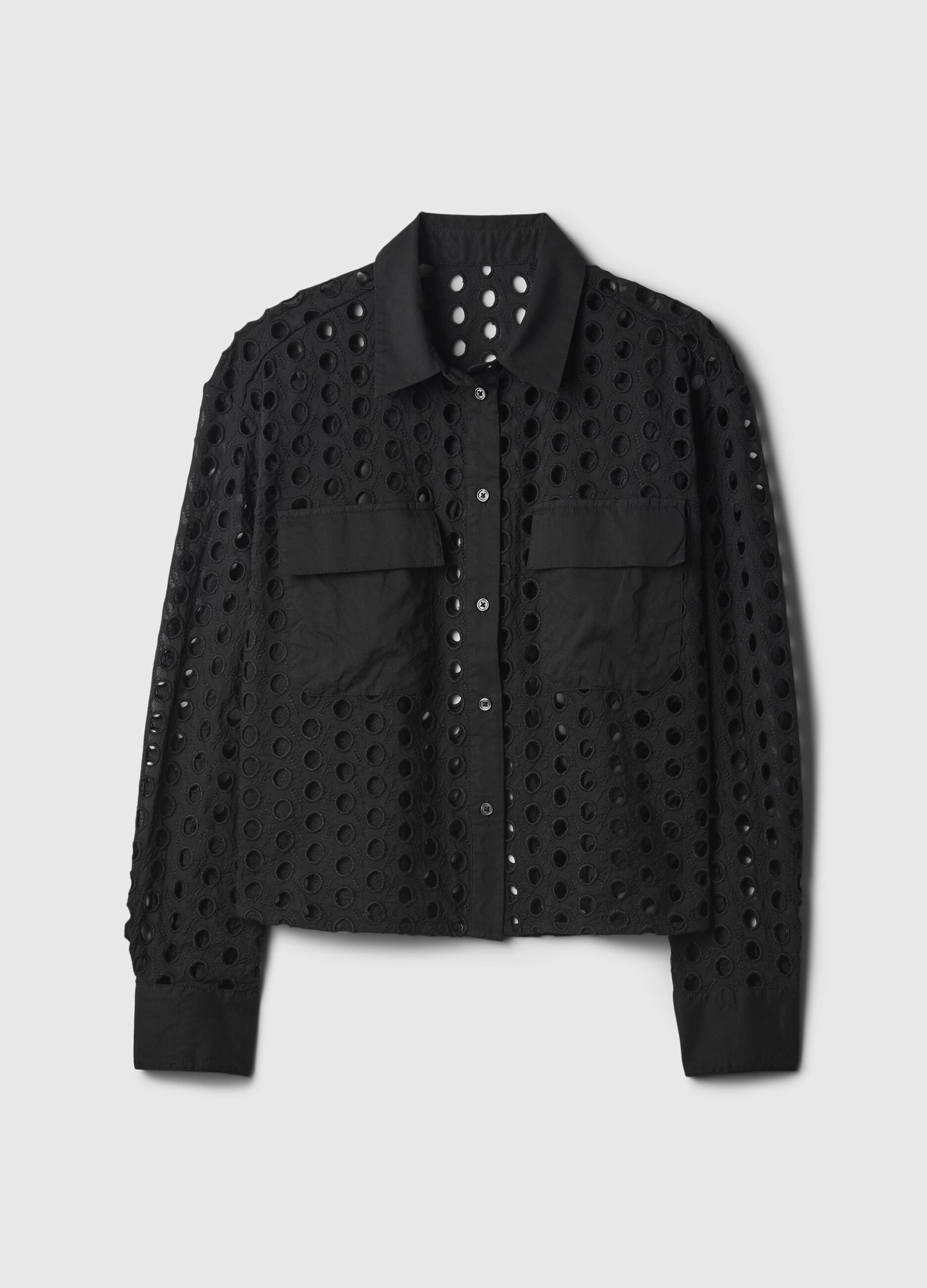 Cropped shirt with openwork details