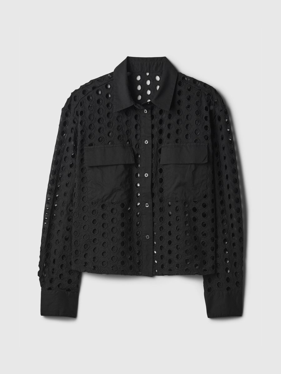 Cropped shirt with openwork details_4