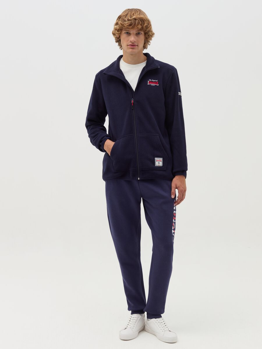 Full-zip sweatshirt in fleece with high neck and logo embroidery_1