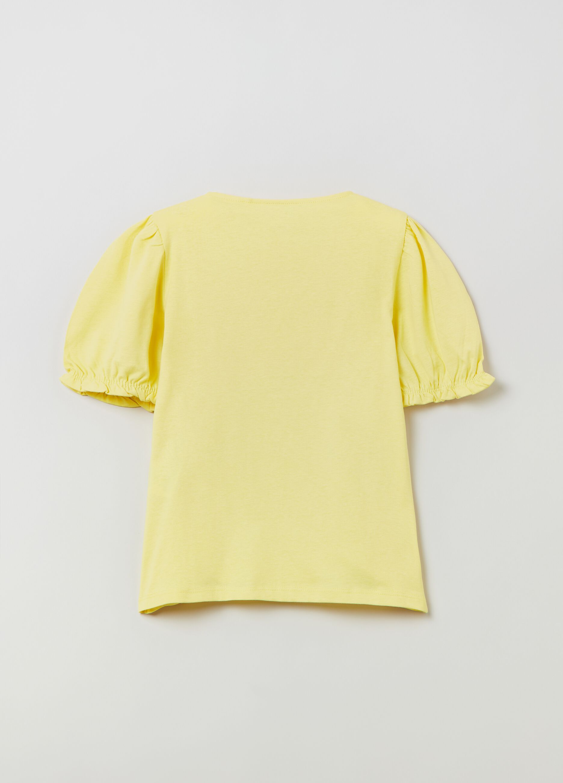 T-shirt with puff sleeves and print