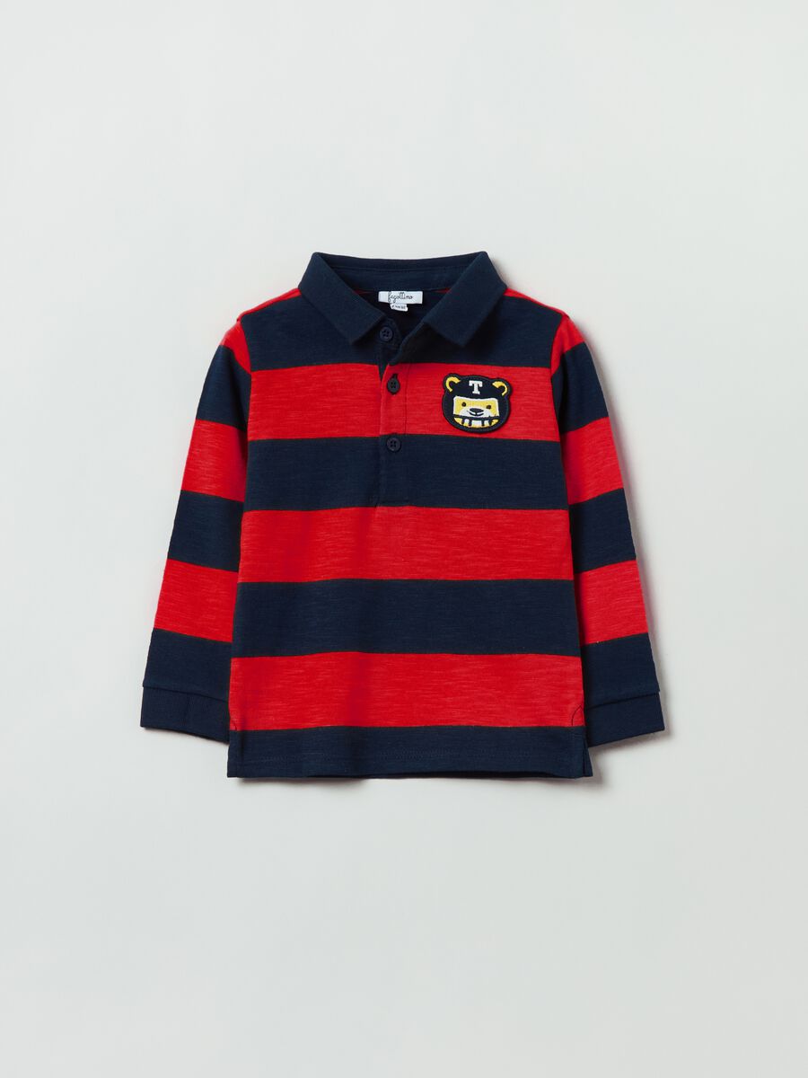 Long-sleeved cotton polo shirt_0