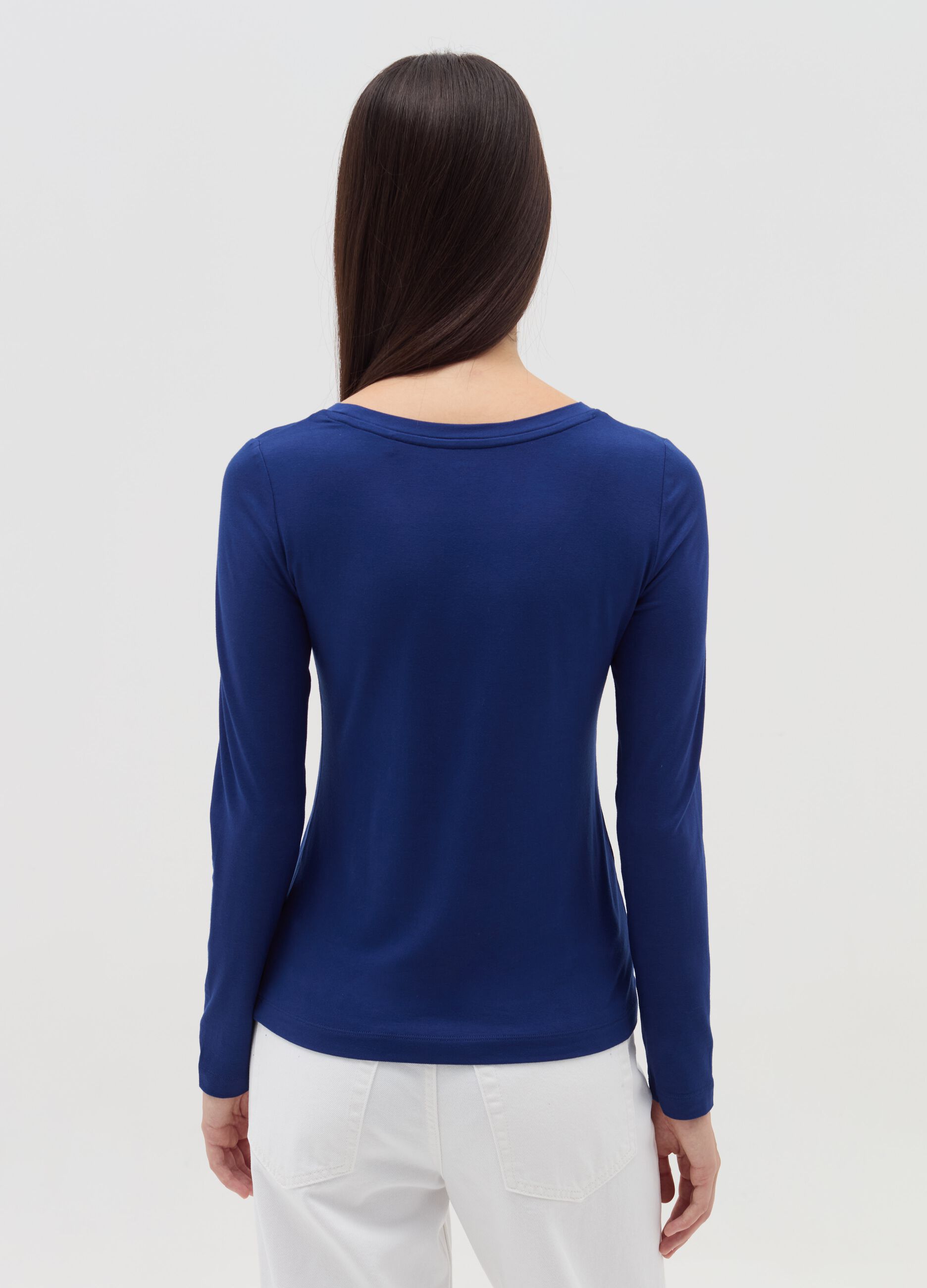 Long-sleeved T-shirt in stretch viscose