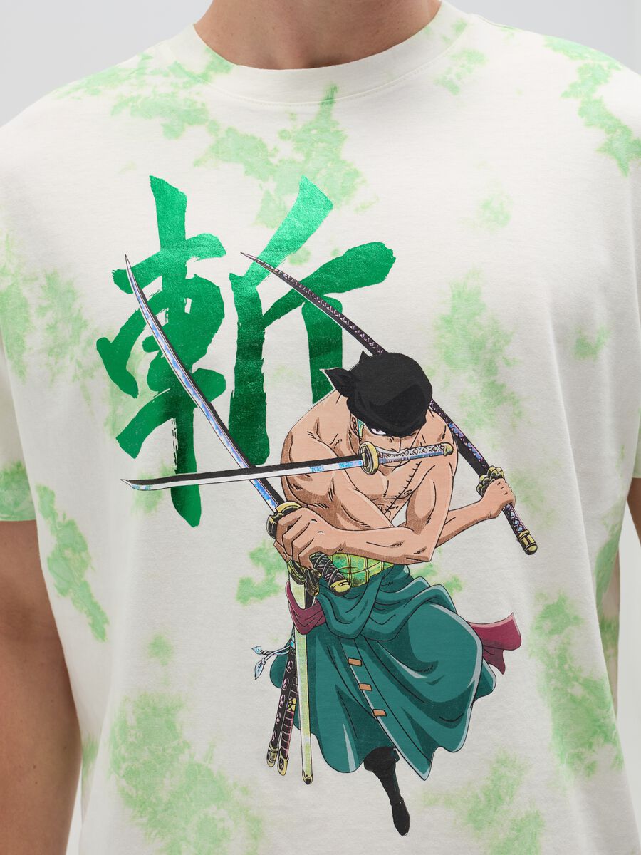 T-shirt Tie Dye stampa One Piece Zoro_1