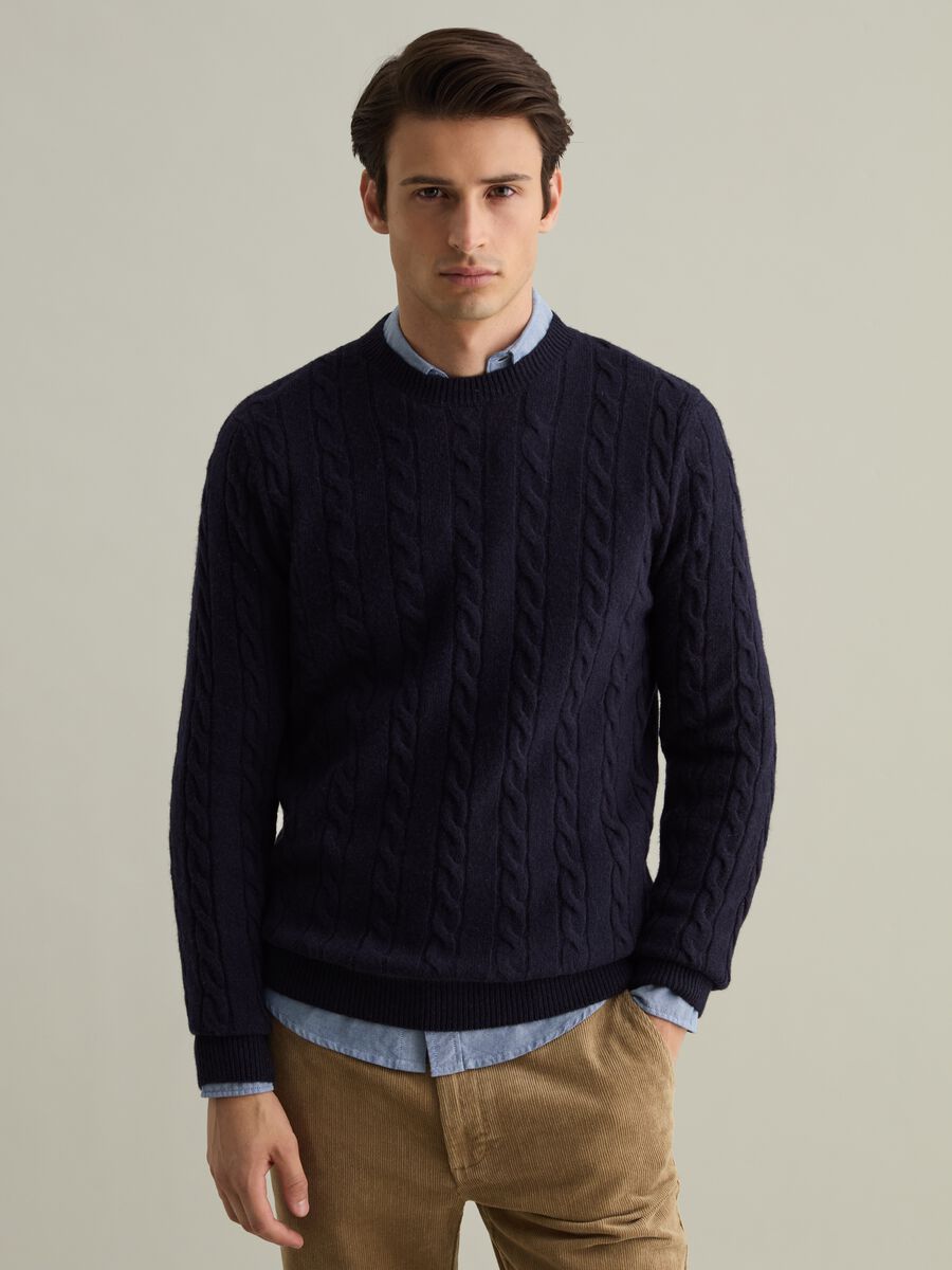 Pullover in cable-knit lambswool_1