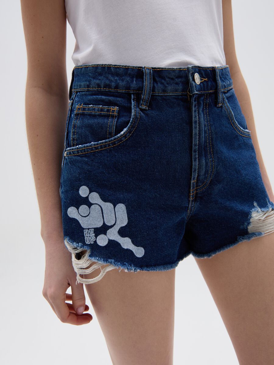 RE-UP denim shorts with rips_1
