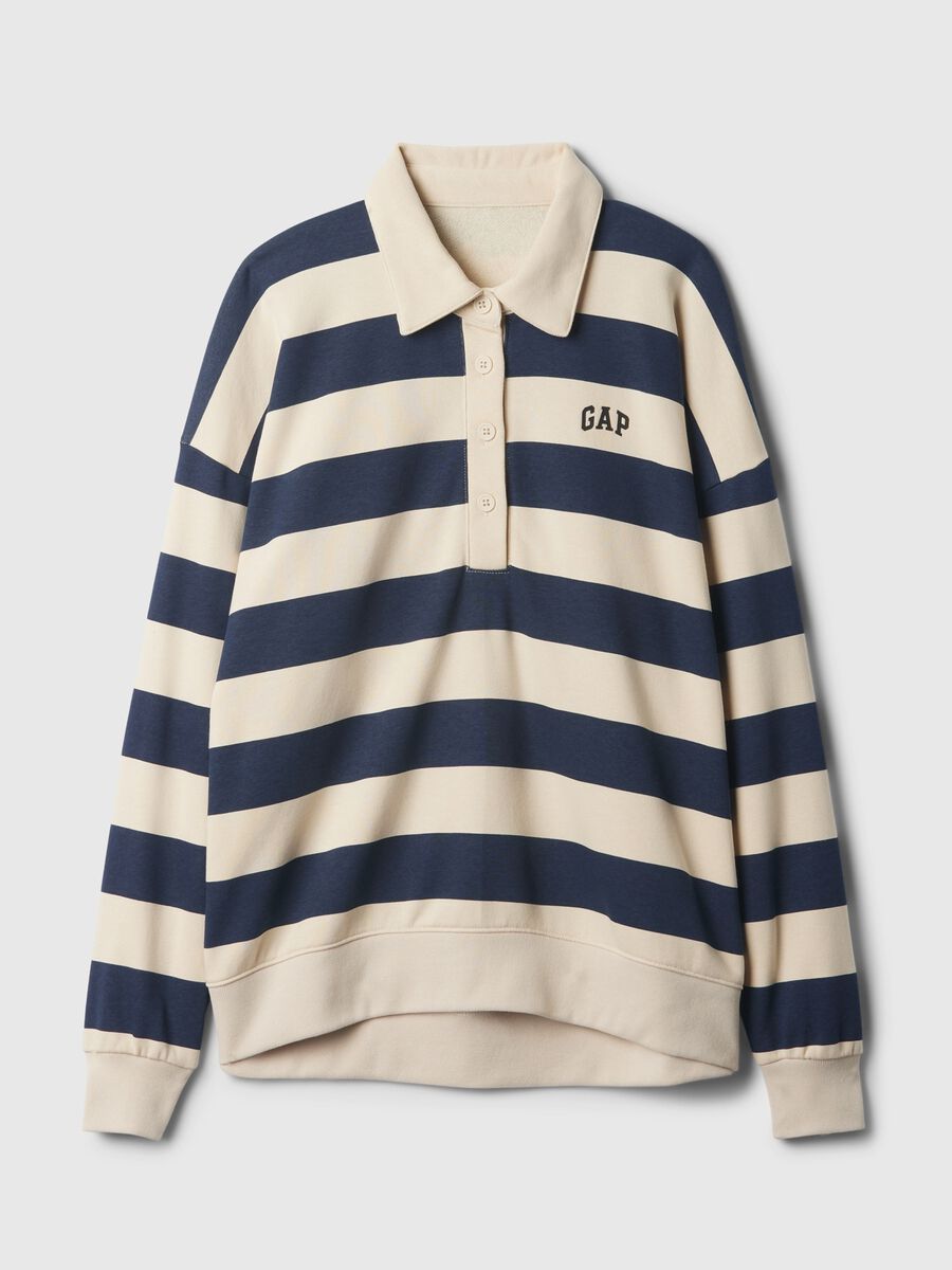 Striped oversized sweatshirt with polo neck_2