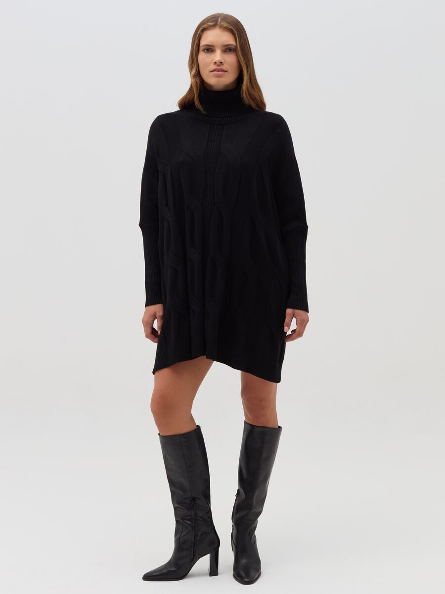 Cable-knit dress with high neck_0