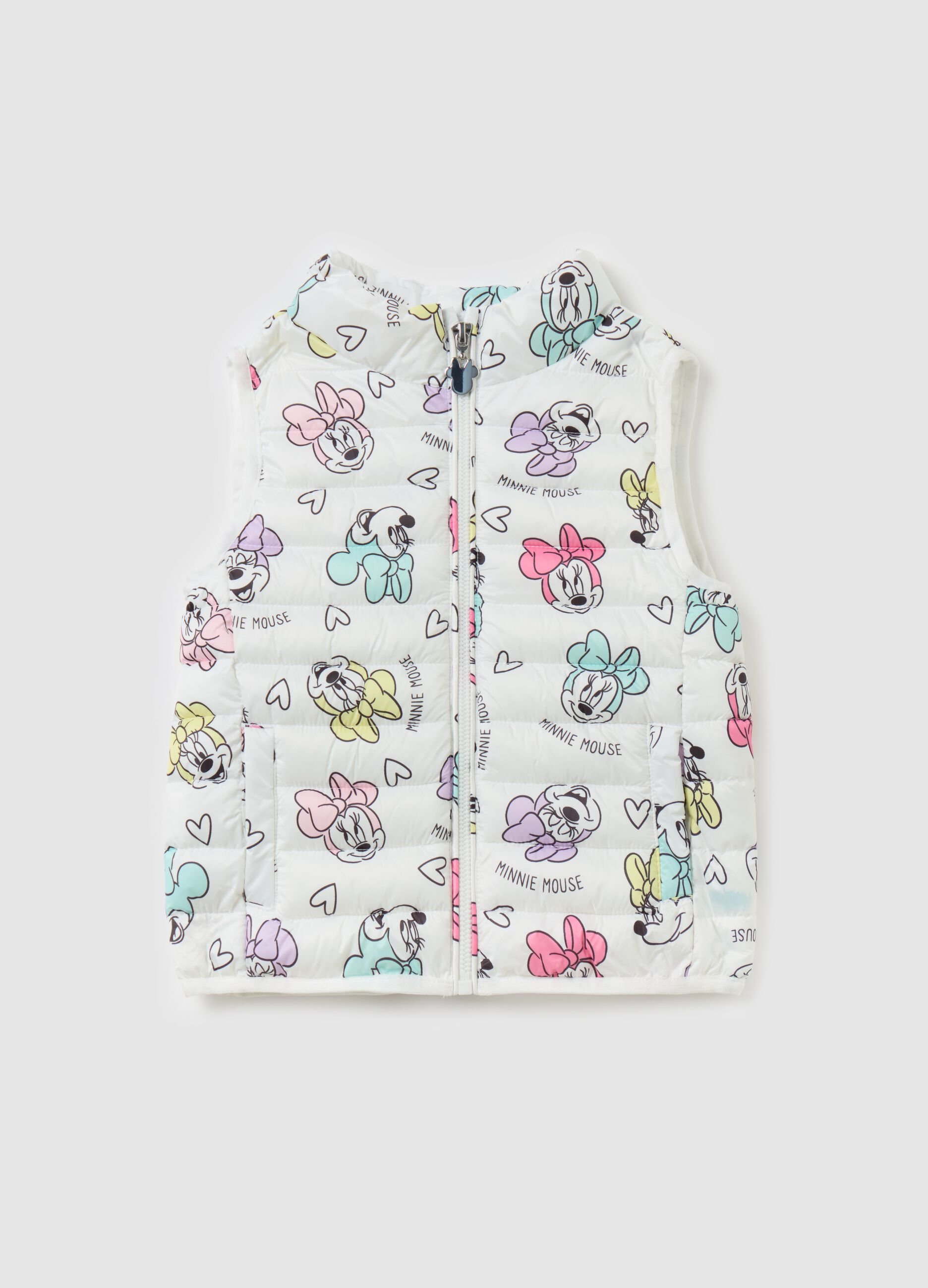 Padded gilet with Minnie Mouse print