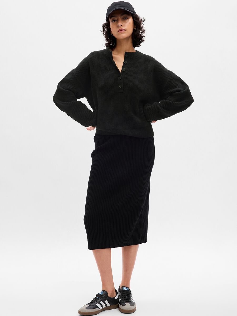 Oversized pullover with granddad neckline_0