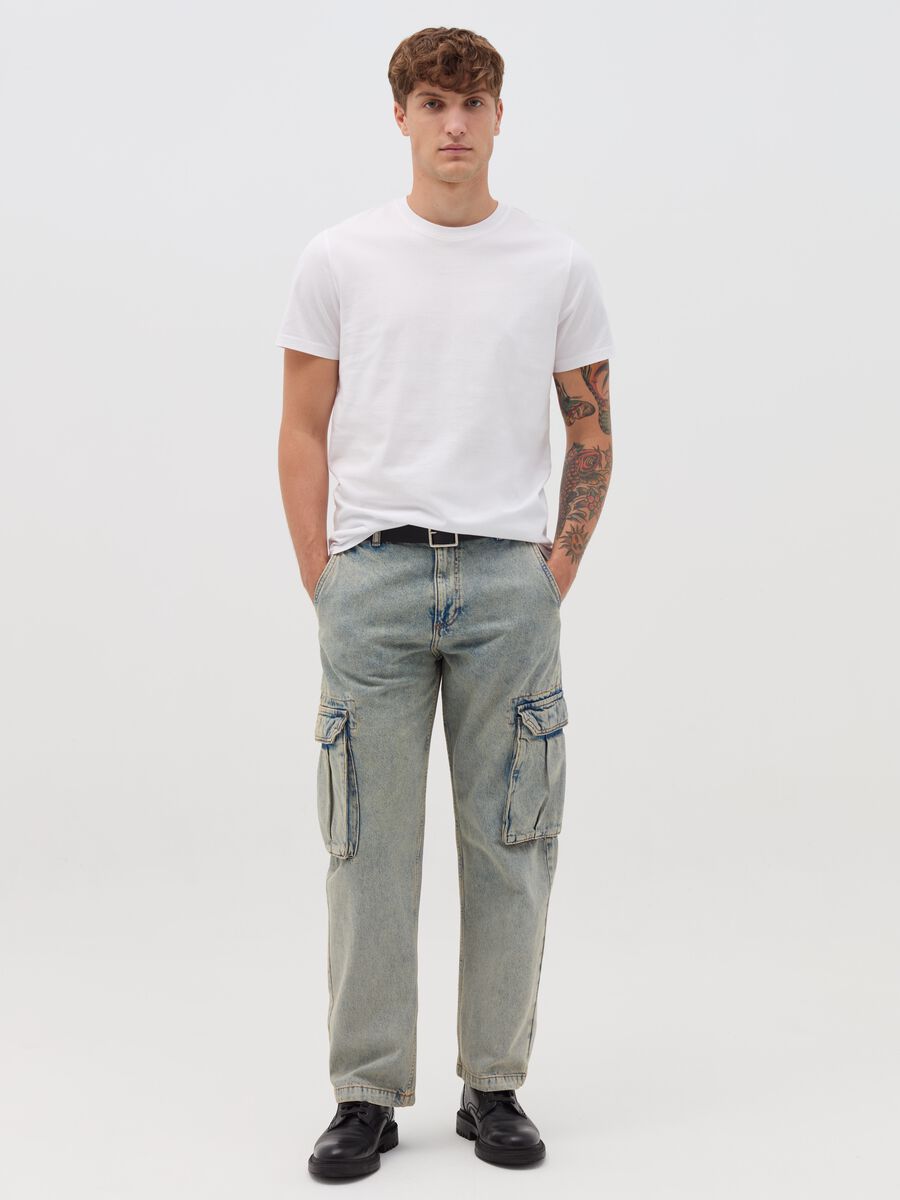 Acid wash cargo jeans_0