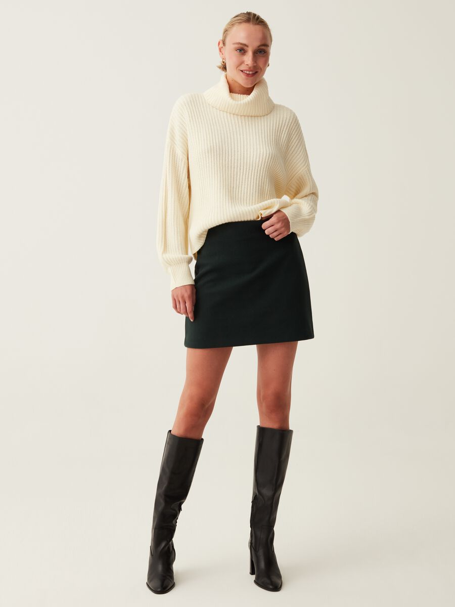 Ribbed pullover with high ring neck_0