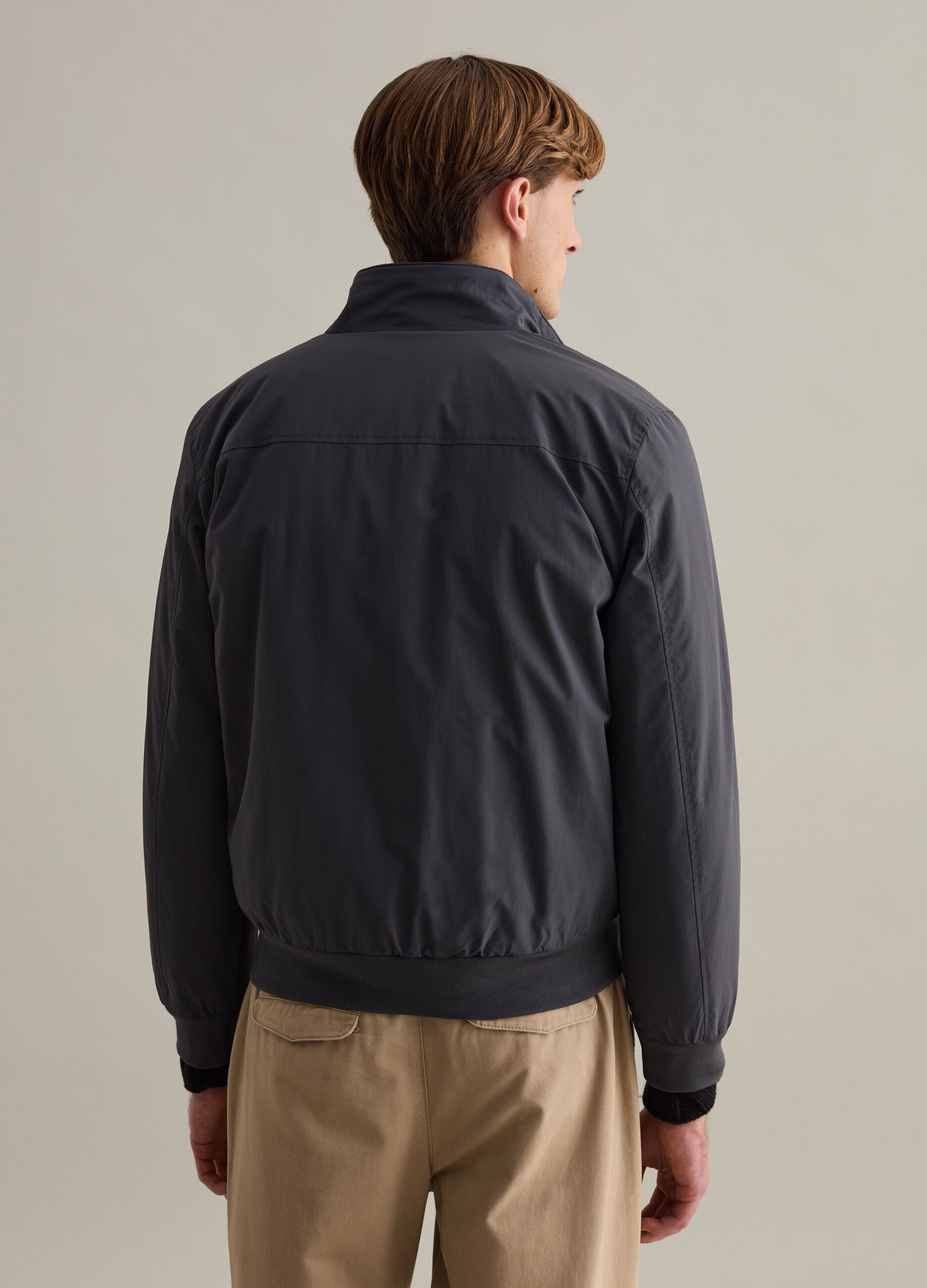 Full-zip bomber jacket with high neck