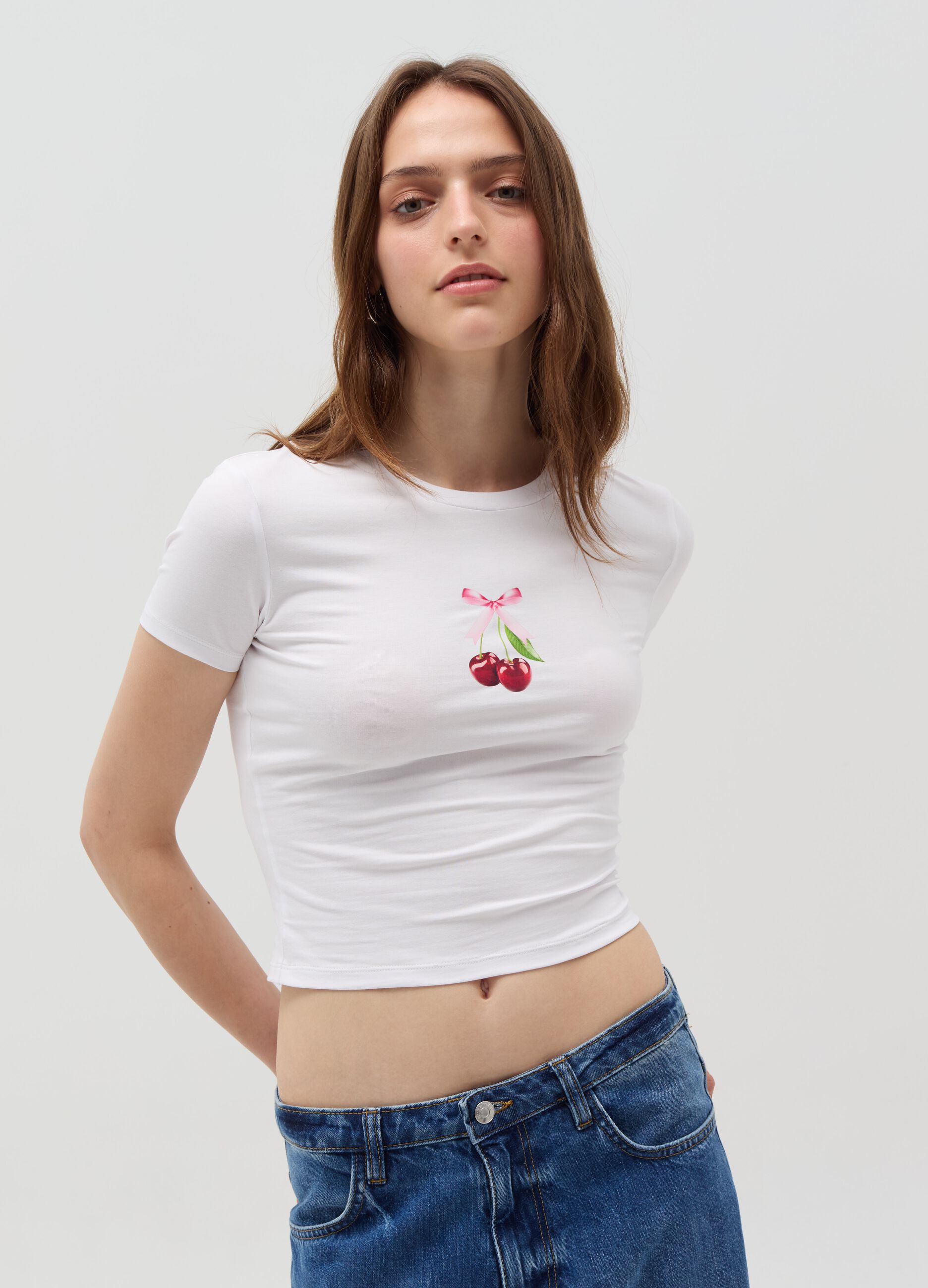 Ovs T-shirt crop con stampa